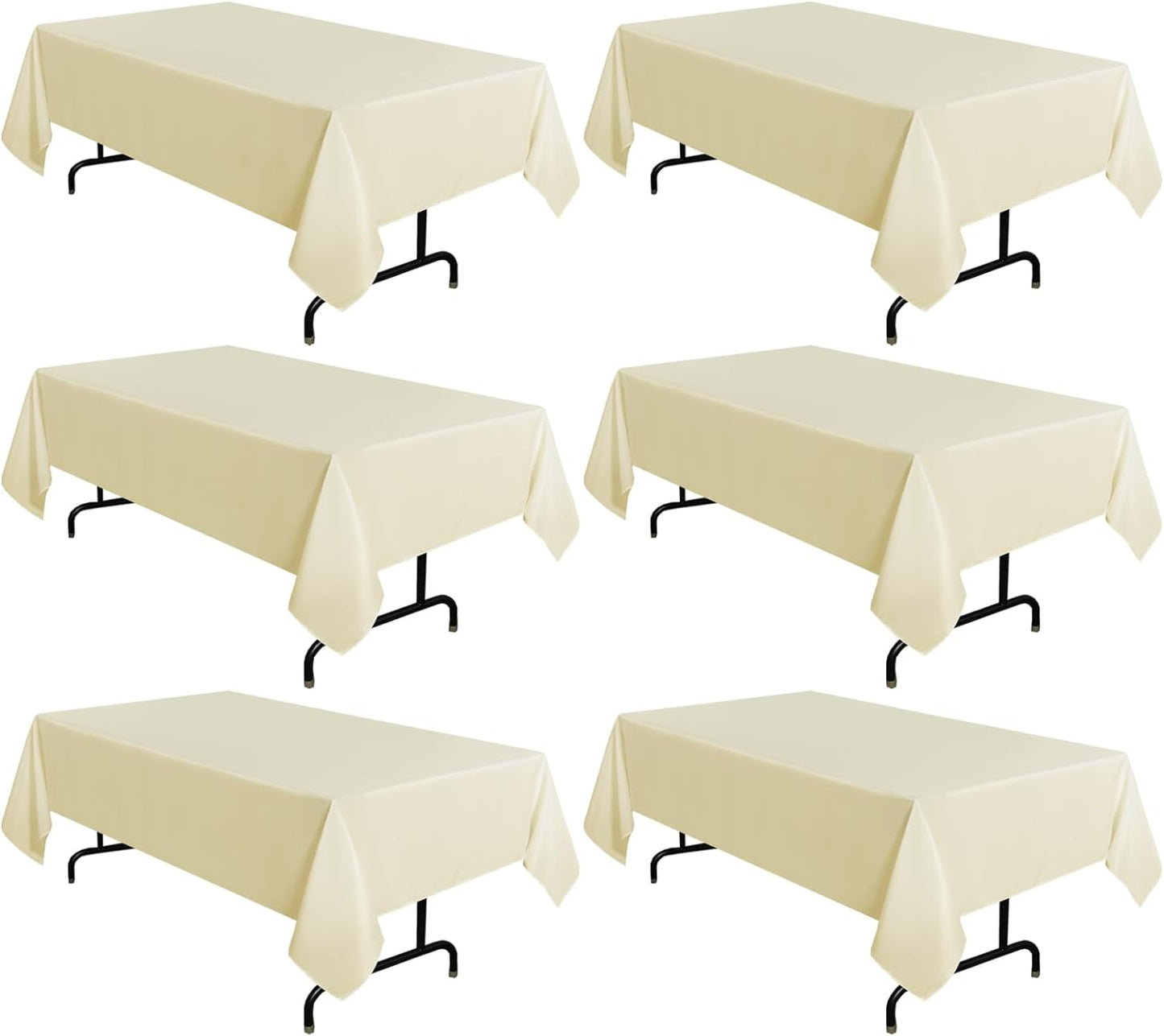 sancua 6 Pack White Tablecloth 90 x 156 Inch - Rectangle Table Cloth for 8 Feet Tables Stain and Wrinkle Resistant Washable Polyester Table Cover for Dining Wedding Banquet Party Buffet Restaurant