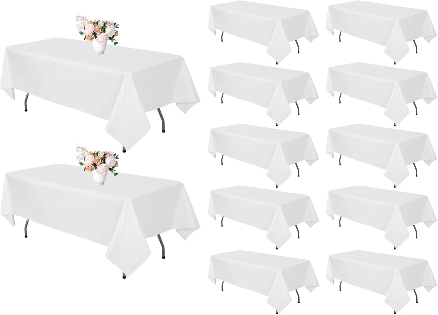 8 Pack Black Tablecloth 60 x 102 Inch Polyester Table Cloth for 6 Foot Rectangle Tables, Wrinkle Resistant Washable Decorative Fabric Table Covers for Wedding Party Banquet Buffet and Camping