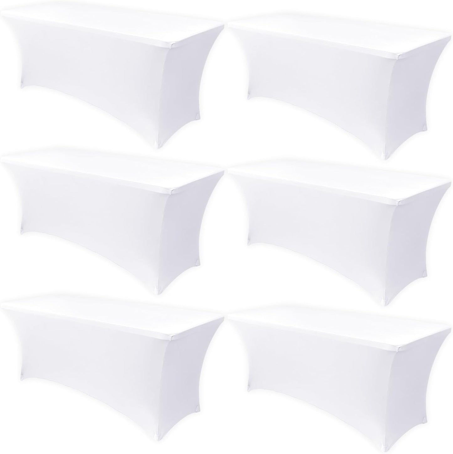 Obstal 6 Pack Stretch Spandex Table Covers for 6 Foot Tables - 6 FT Universal Rectangular Fitted Tablecloth Protector for Wedding, Banquet, Party (Black, 72 Length x 30 Width x 30 Height Inches)