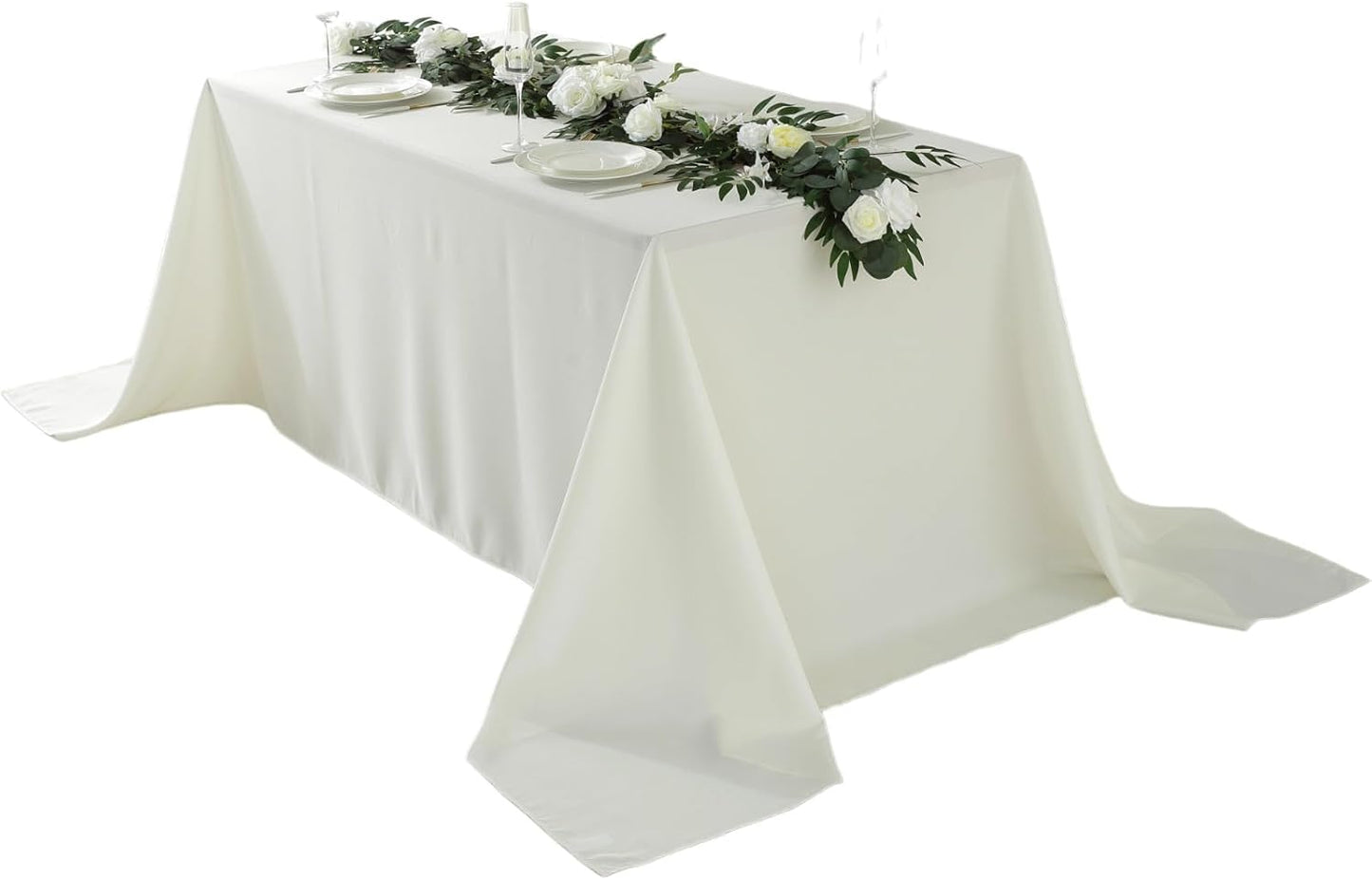 Craft And Party Rectangle Tablecloth, 90 x 156 Inch White Tablecloth, 8ft Rectangle Table Cloth, Polyester Fabric Washable Tablecloth for Home, Party, Wedding or Restaurant Use.