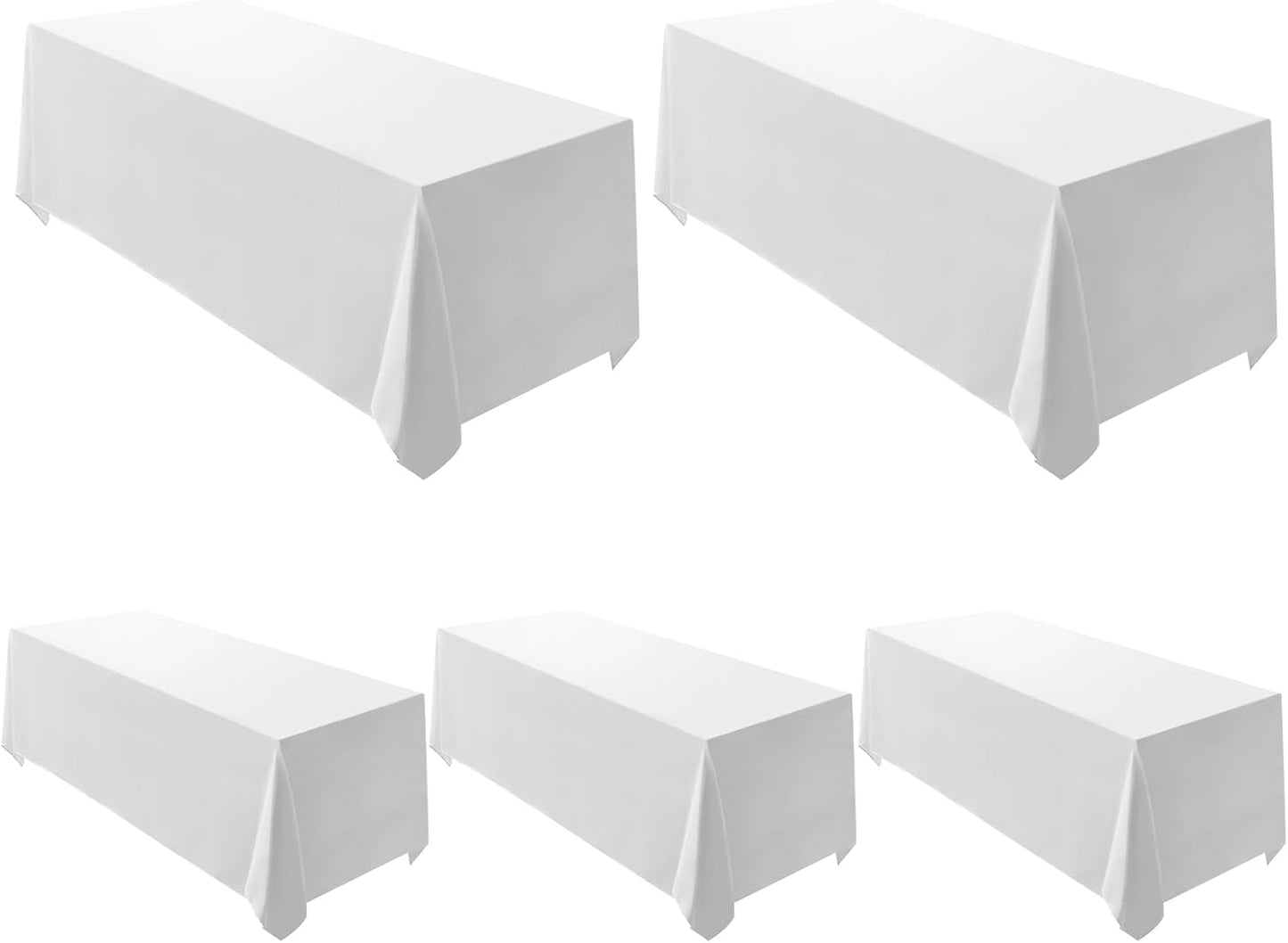 Surmente 5 Pack Black Tablecloth 90 x 132-inch Rectangular Polyester Table Cloth for Weddings, Banquets, or Restaurants