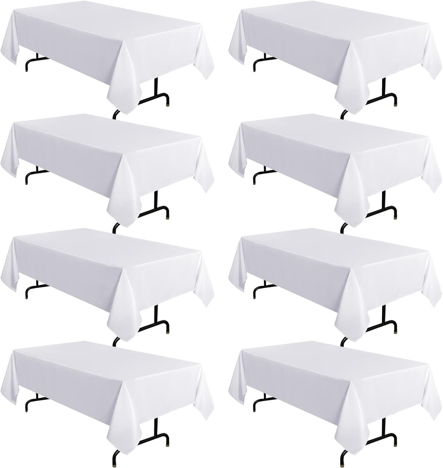 sancua 6 Pack White Tablecloth 90 x 156 Inch - Rectangle Table Cloth for 8 Feet Tables Stain and Wrinkle Resistant Washable Polyester Table Cover for Dining Wedding Banquet Party Buffet Restaurant