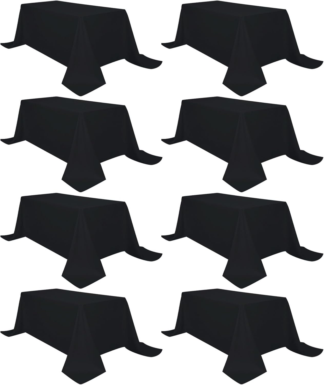 8 Pack Black Tablecloth 60 x 102 Inch Polyester Table Cloth for 6 Foot Rectangle Tables, Wrinkle Resistant Washable Decorative Fabric Table Covers for Wedding Party Banquet Buffet and Camping