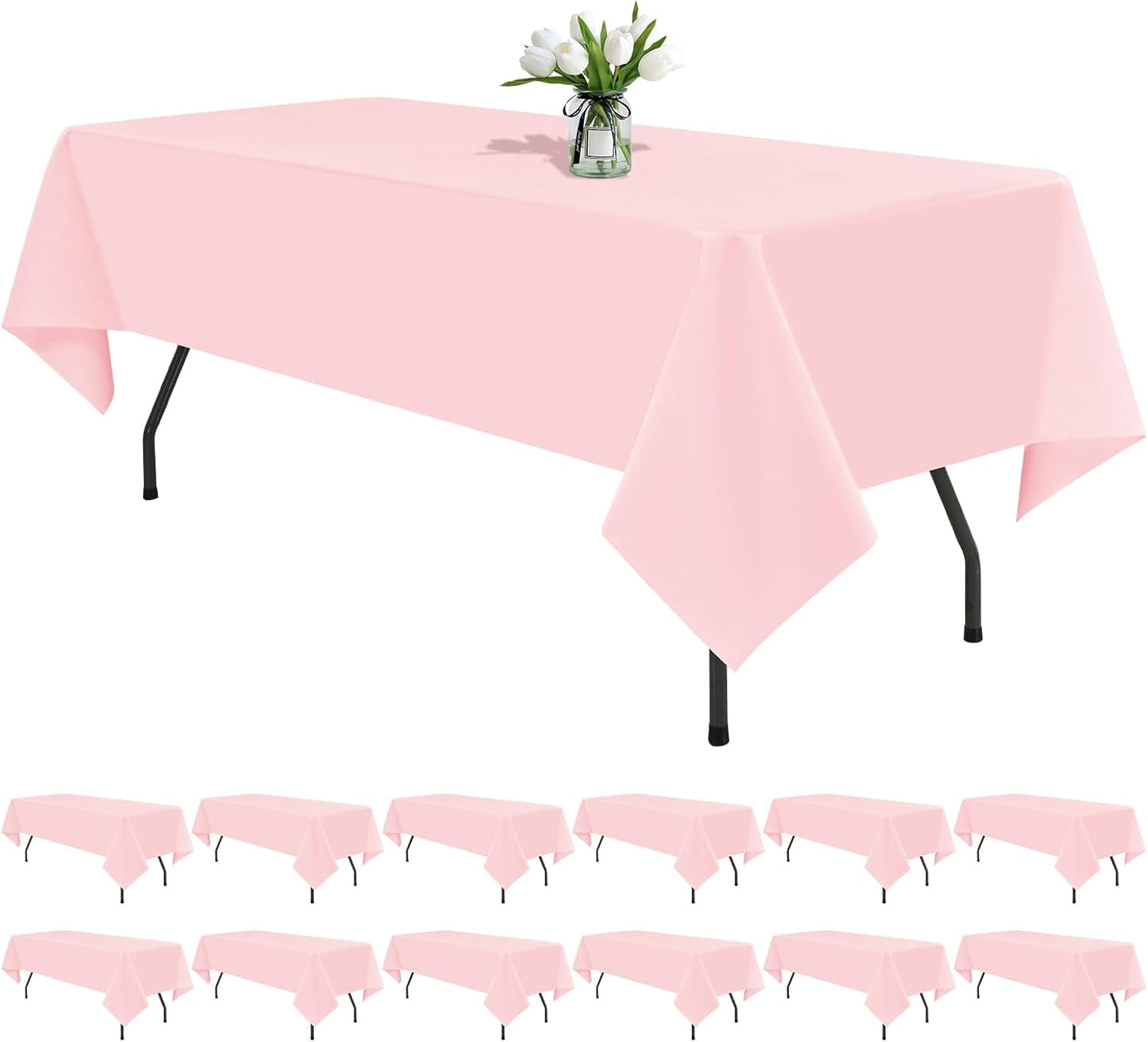 12 Pack Black Square Tablecloths 52 x 52 Inch, Table Cloth for Square Table, Stain and Wrinkle Resistant Washable Fabric Table Cloth, Polyester Tablecloth for Restaurant Banquet Party