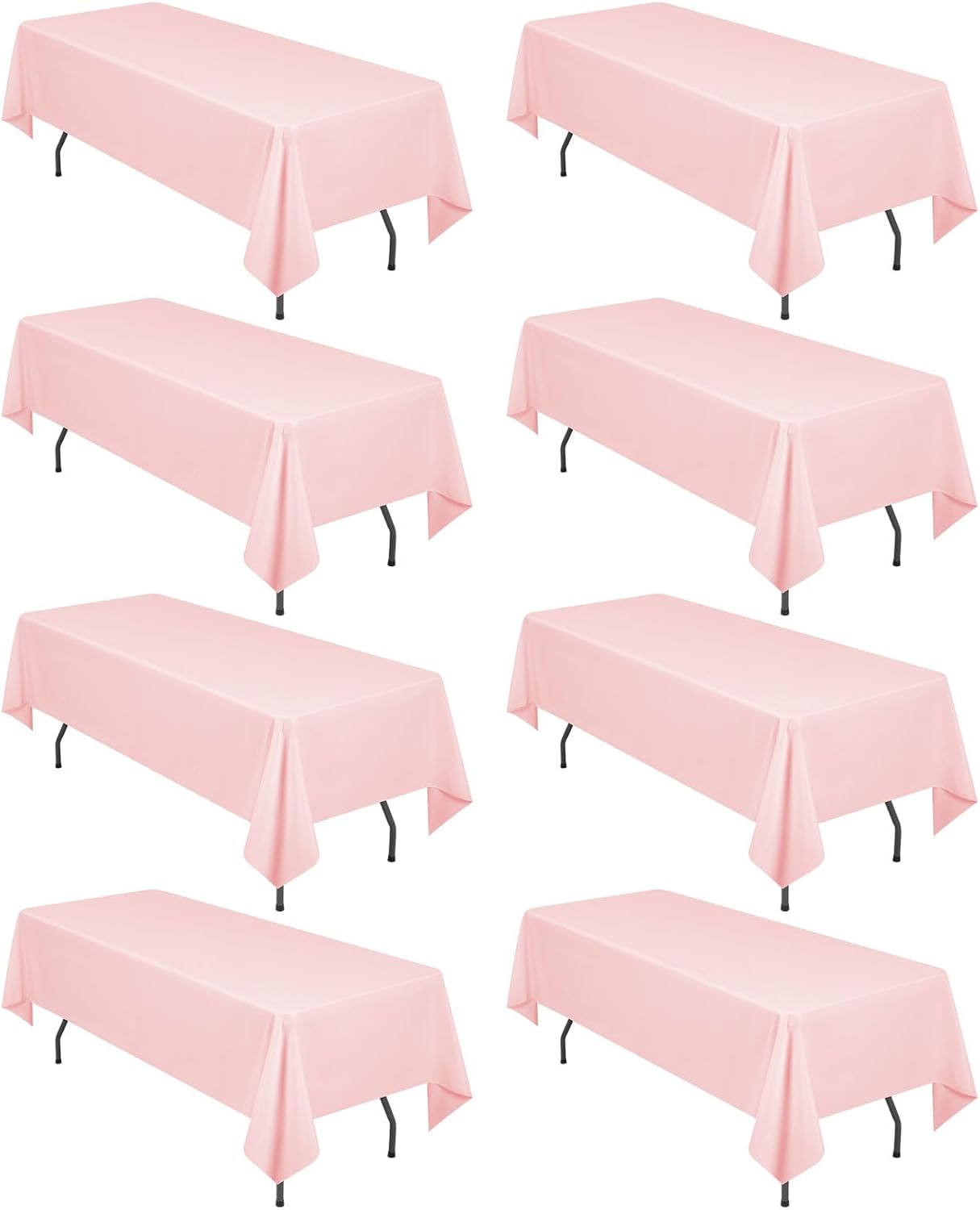 8 Pack Polyester Rectangle Tablecloth 60 x 126 Inch, Black Tablecloth Rectangle for 8 Ft Tables, Stain and Wrinkle Resistant Washable Table Cover for Kitchen Wedding Banquet Restaurant Party