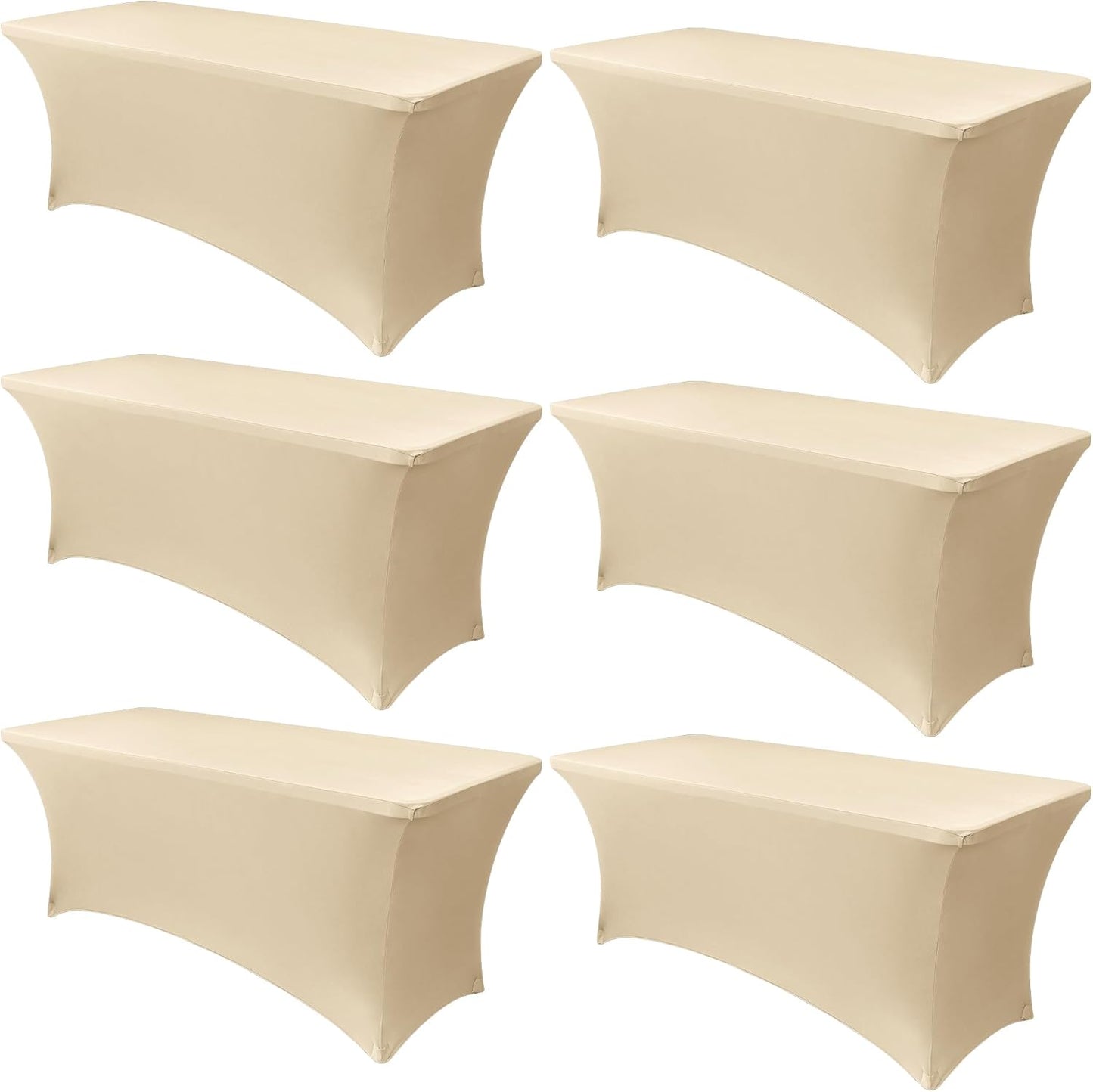Obstal 6 Pack Stretch Spandex Table Covers for 6 Foot Tables - 6 FT Universal Rectangular Fitted Tablecloth Protector for Wedding, Banquet, Party (Black, 72 Length x 30 Width x 30 Height Inches)