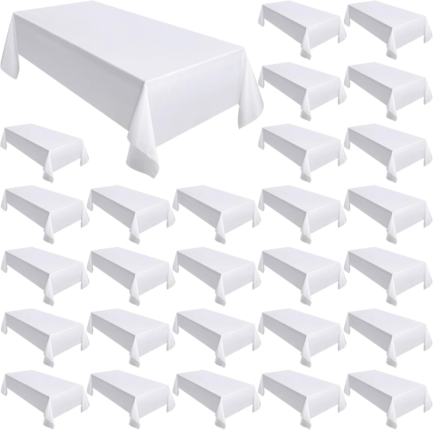 Moukeren 18 Pack Rectangle Tablecloths 58 x 102 Inch Table Cloth Reusable Washable Polyester Table Clothes Bulk for 6 ft Tables for Wedding, Party, Restaurant (White)