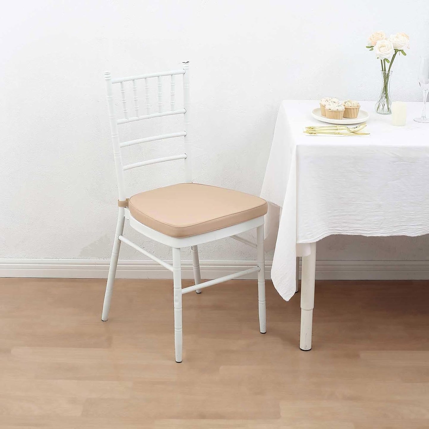 Tableclothsfactory 10PCS White Chiavari Chair Cushion for Wood Resin Chiavari Chairs Party Event Decoration - 2" Thick