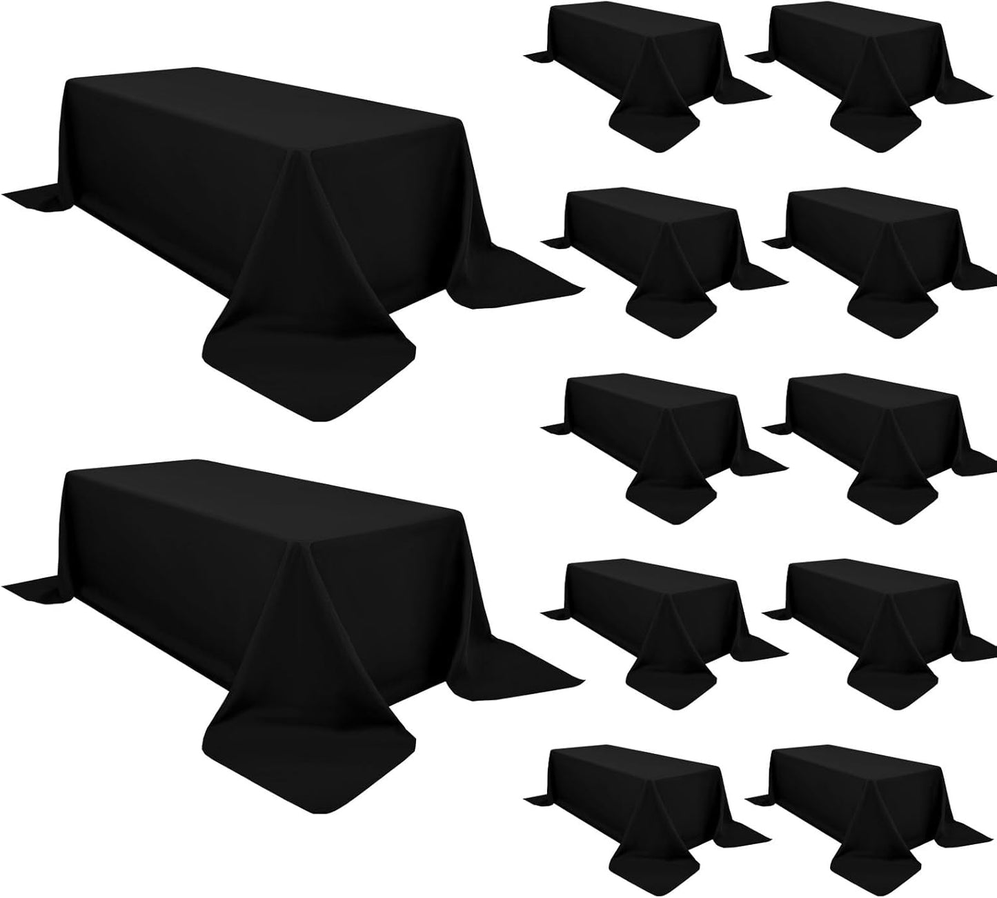 Pesonlook 12 Packs Square Tablecloth, 52×52 Inch Polyester Washable Square Polyester Table Cover for Tables/Buffet/Wedding/Party/Restaurant(Black)