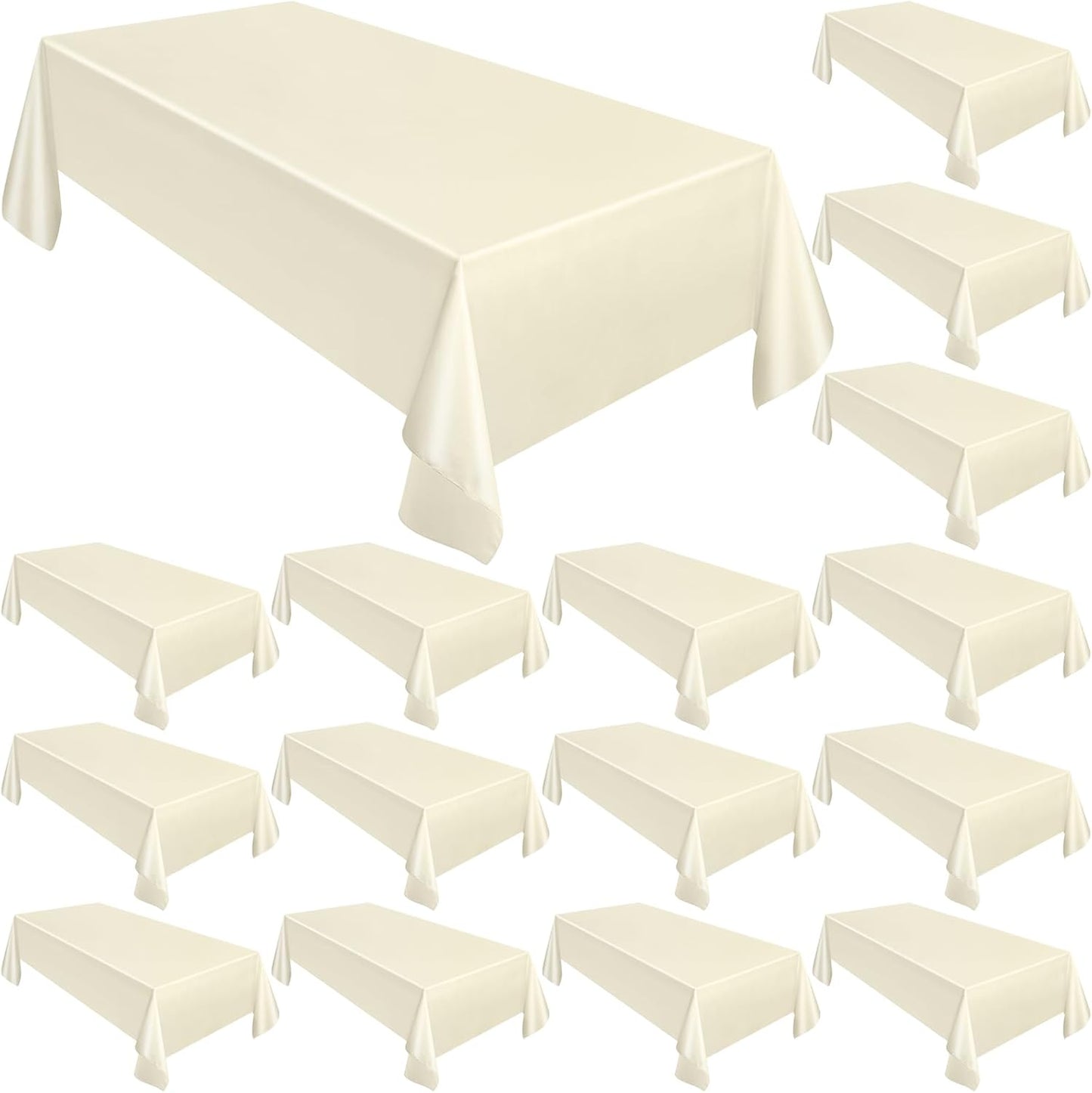 Moukeren 18 Pack Rectangle Tablecloths 58 x 102 Inch Table Cloth Reusable Washable Polyester Table Clothes Bulk for 6 ft Tables for Wedding, Party, Restaurant (White)