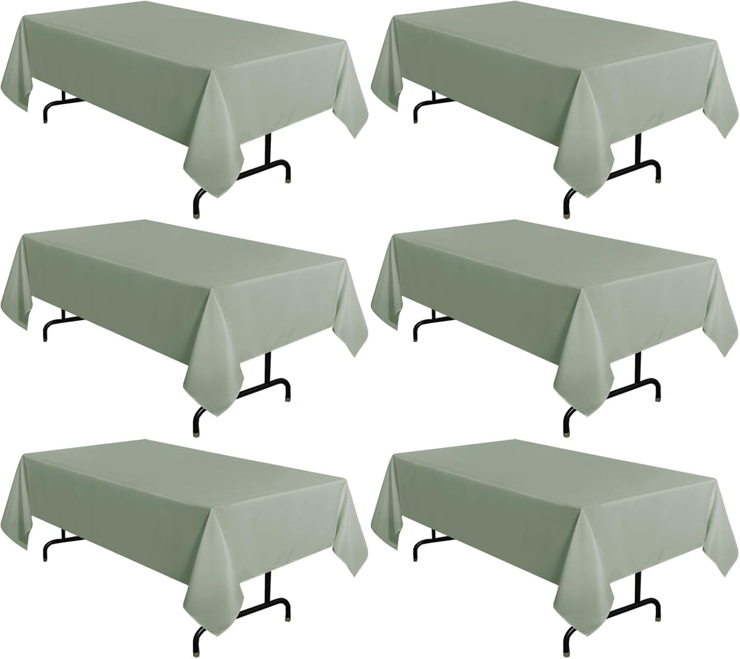 sancua 6 Pack White Tablecloth 90 x 156 Inch - Rectangle Table Cloth for 8 Feet Tables Stain and Wrinkle Resistant Washable Polyester Table Cover for Dining Wedding Banquet Party Buffet Restaurant