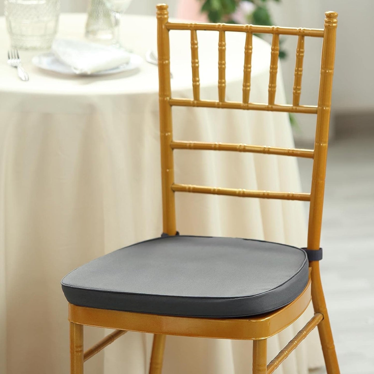 Tableclothsfactory 10PCS White Chiavari Chair Cushion for Wood Resin Chiavari Chairs Party Event Decoration - 2" Thick