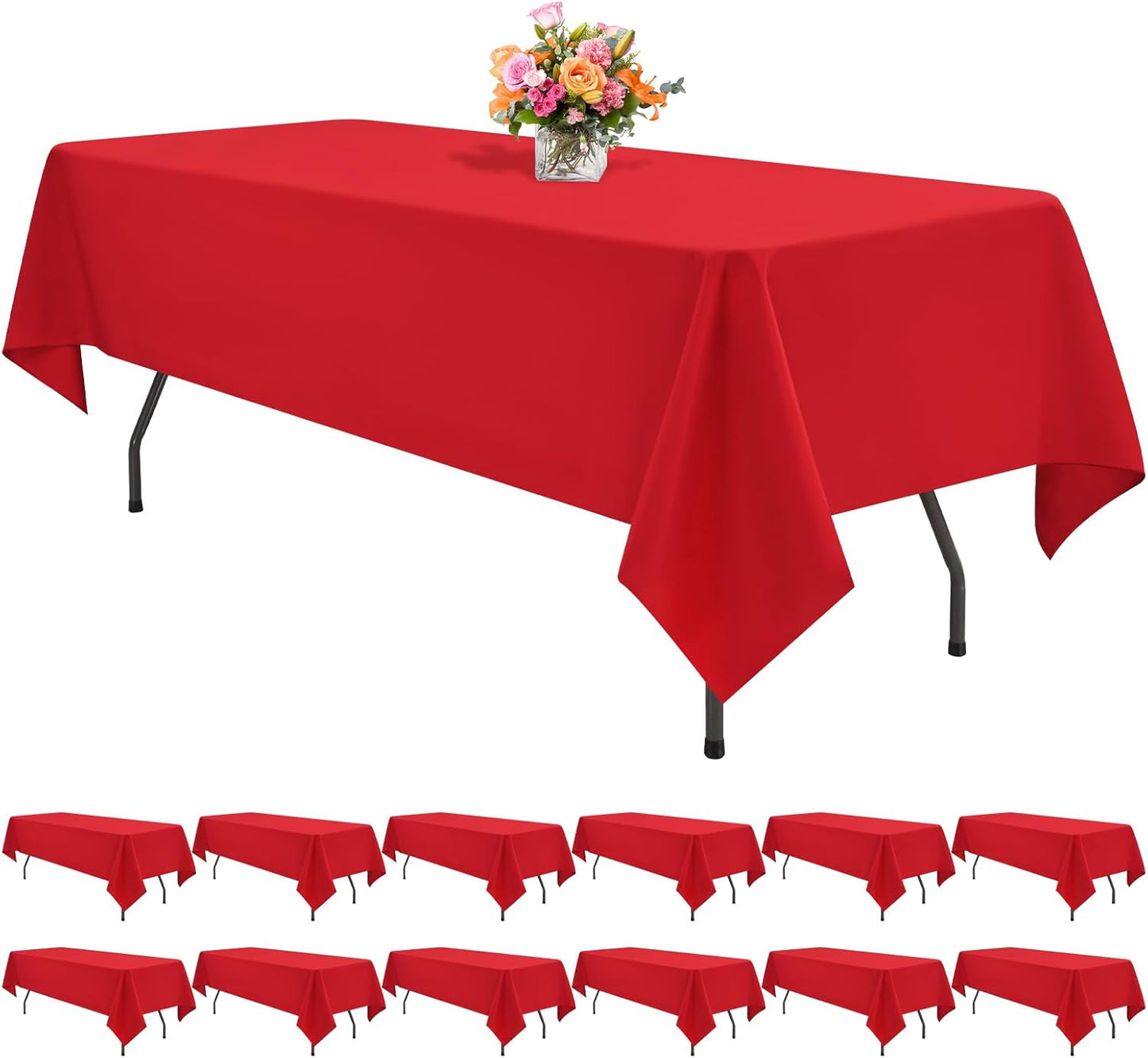12 Pack Black Square Tablecloths 52 x 52 Inch, Table Cloth for Square Table, Stain and Wrinkle Resistant Washable Fabric Table Cloth, Polyester Tablecloth for Restaurant Banquet Party
