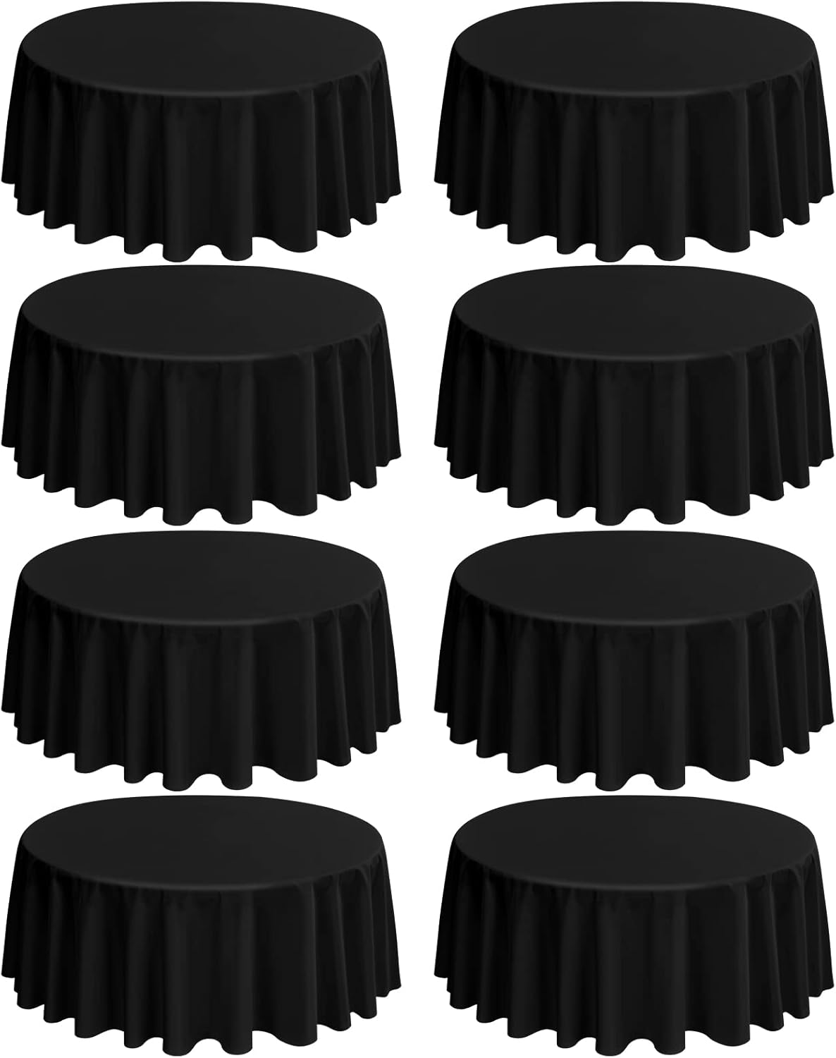 8 Pack Polyester Rectangle Tablecloth 60 x 126 Inch, Black Tablecloth Rectangle for 8 Ft Tables, Stain and Wrinkle Resistant Washable Table Cover for Kitchen Wedding Banquet Restaurant Party