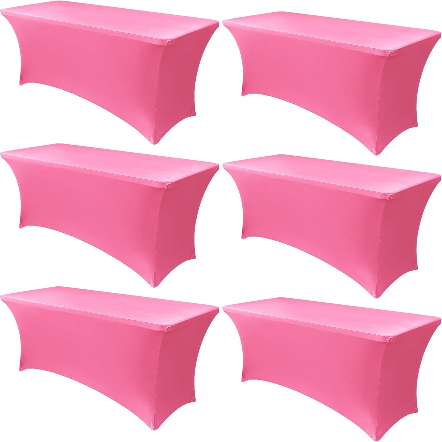 Obstal 6 Pack Stretch Spandex Table Covers for 6 Foot Tables - 6 FT Universal Rectangular Fitted Tablecloth Protector for Wedding, Banquet, Party (Black, 72 Length x 30 Width x 30 Height Inches)