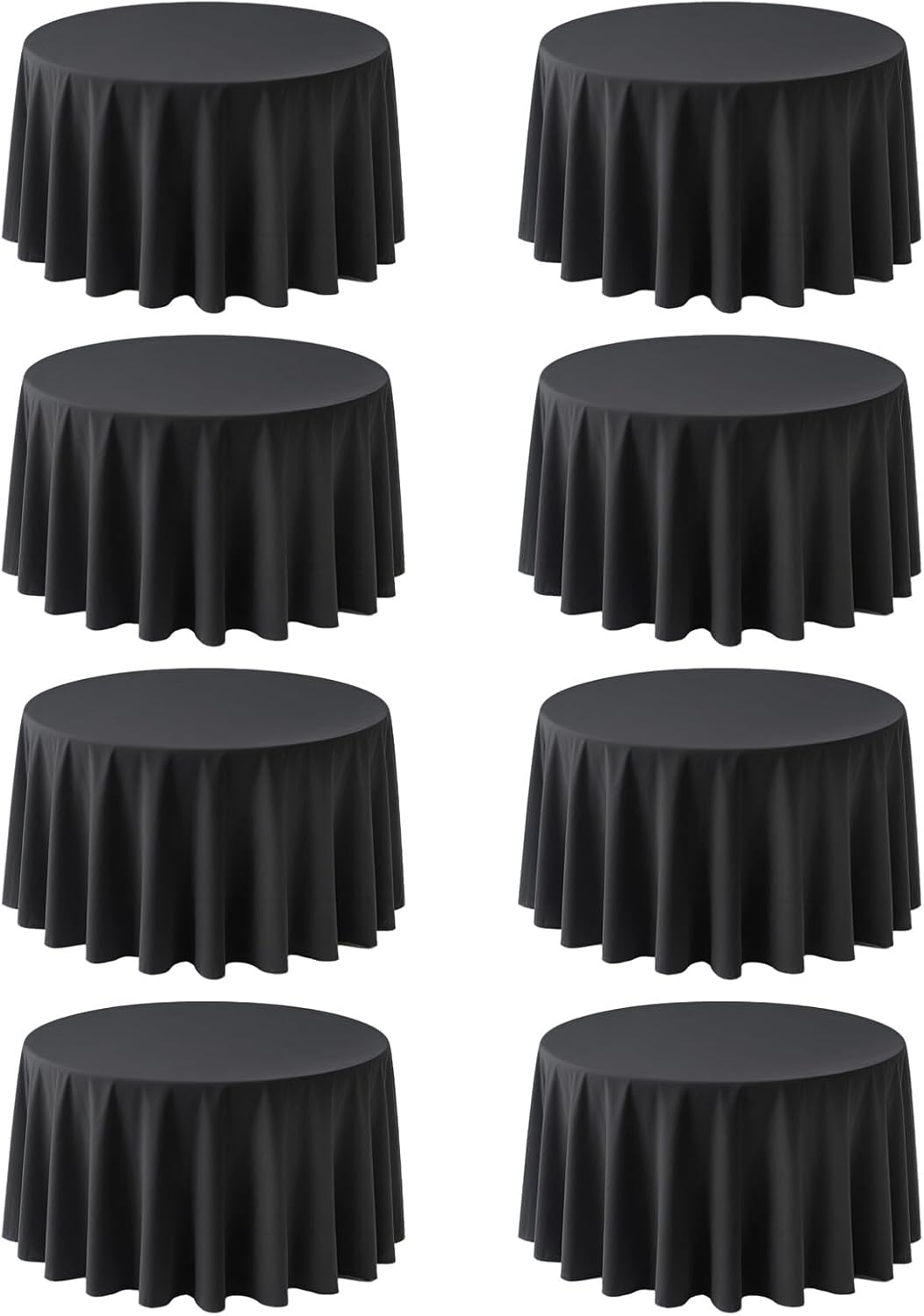 8 Pack Black Tablecloth 60 x 102 Inch Polyester Table Cloth for 6 Foot Rectangle Tables, Wrinkle Resistant Washable Decorative Fabric Table Covers for Wedding Party Banquet Buffet and Camping