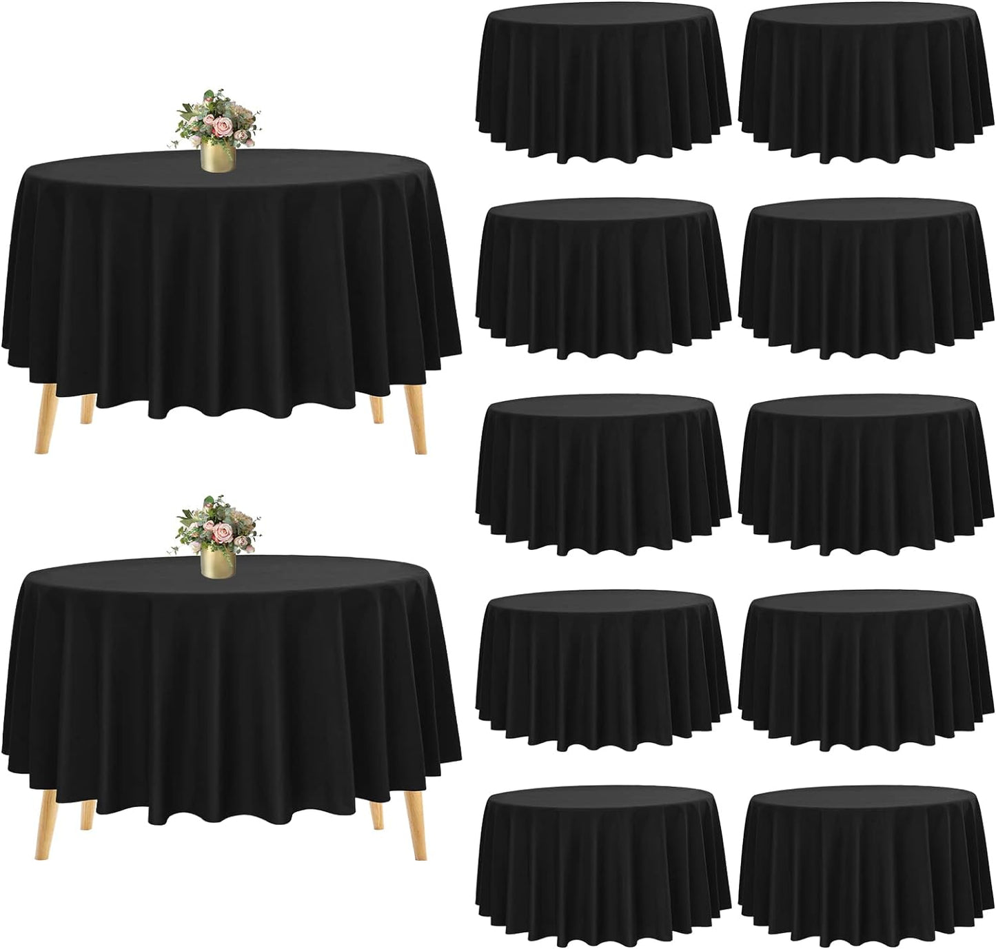 Pesonlook 12 Packs Square Tablecloth, 52×52 Inch Polyester Washable Square Polyester Table Cover for Tables/Buffet/Wedding/Party/Restaurant(Black)