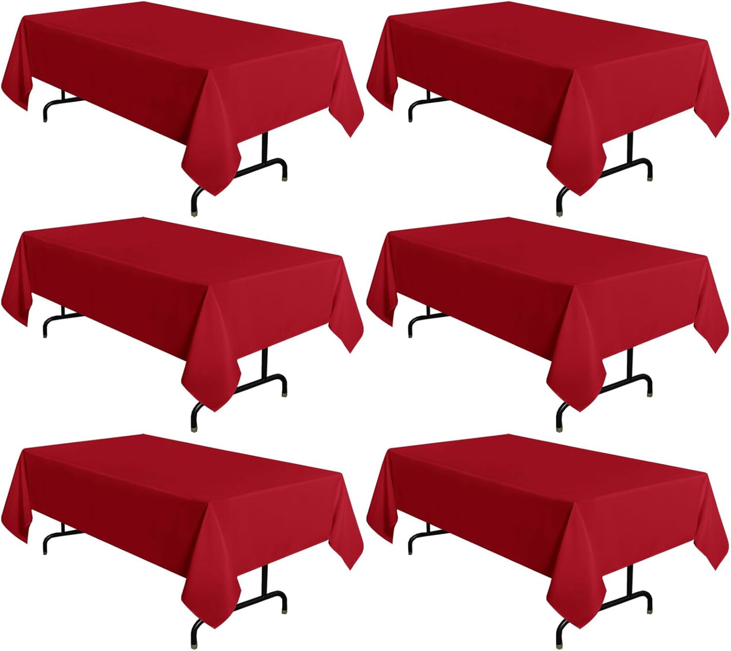 sancua 6 Pack White Tablecloth 90 x 156 Inch - Rectangle Table Cloth for 8 Feet Tables Stain and Wrinkle Resistant Washable Polyester Table Cover for Dining Wedding Banquet Party Buffet Restaurant
