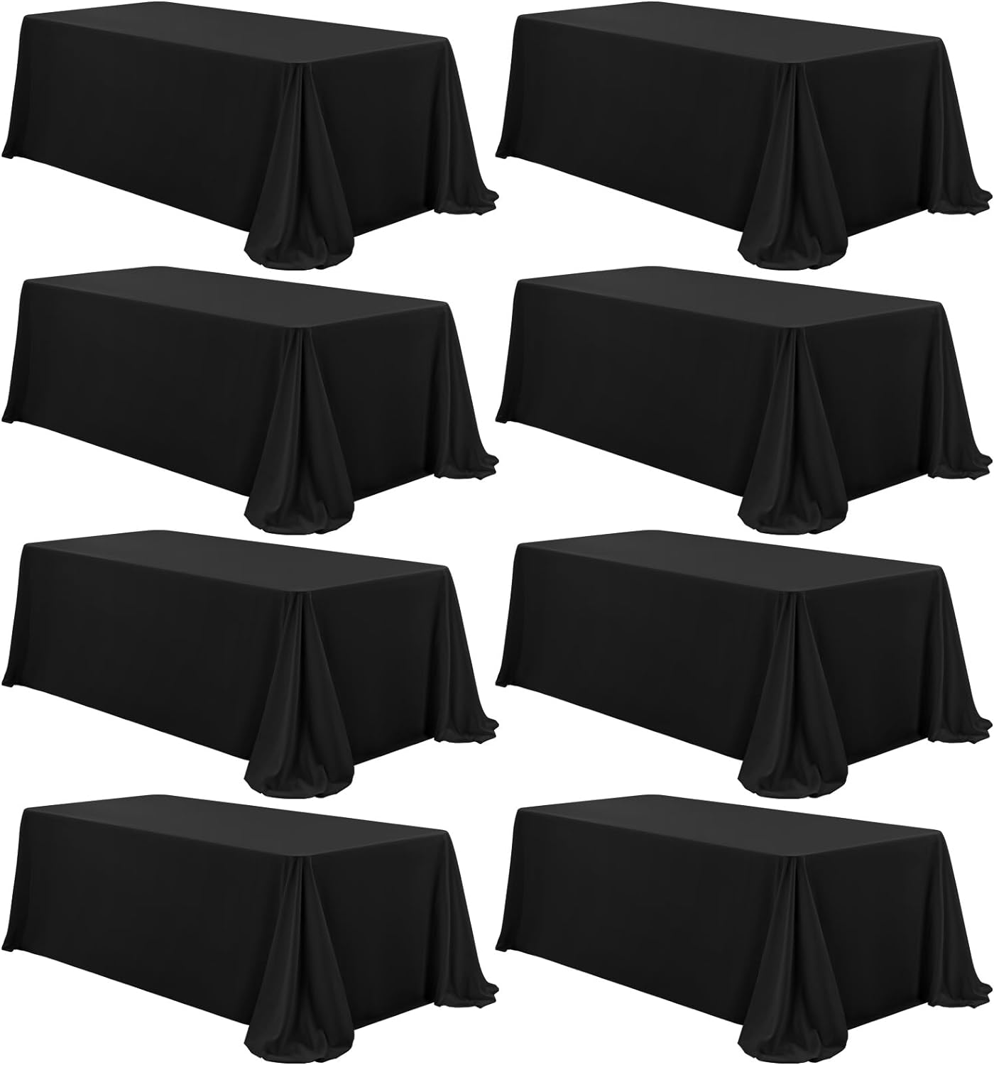 8 Pack Polyester Rectangle Tablecloth 60 x 126 Inch, Black Tablecloth Rectangle for 8 Ft Tables, Stain and Wrinkle Resistant Washable Table Cover for Kitchen Wedding Banquet Restaurant Party