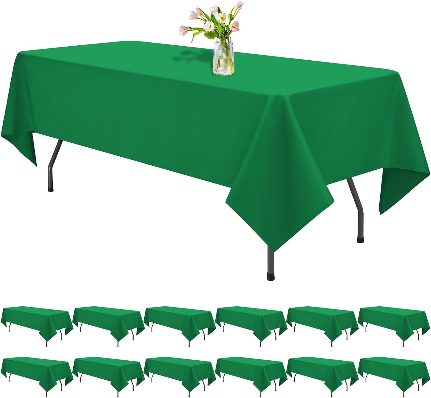 12 Pack Black Square Tablecloths 52 x 52 Inch, Table Cloth for Square Table, Stain and Wrinkle Resistant Washable Fabric Table Cloth, Polyester Tablecloth for Restaurant Banquet Party