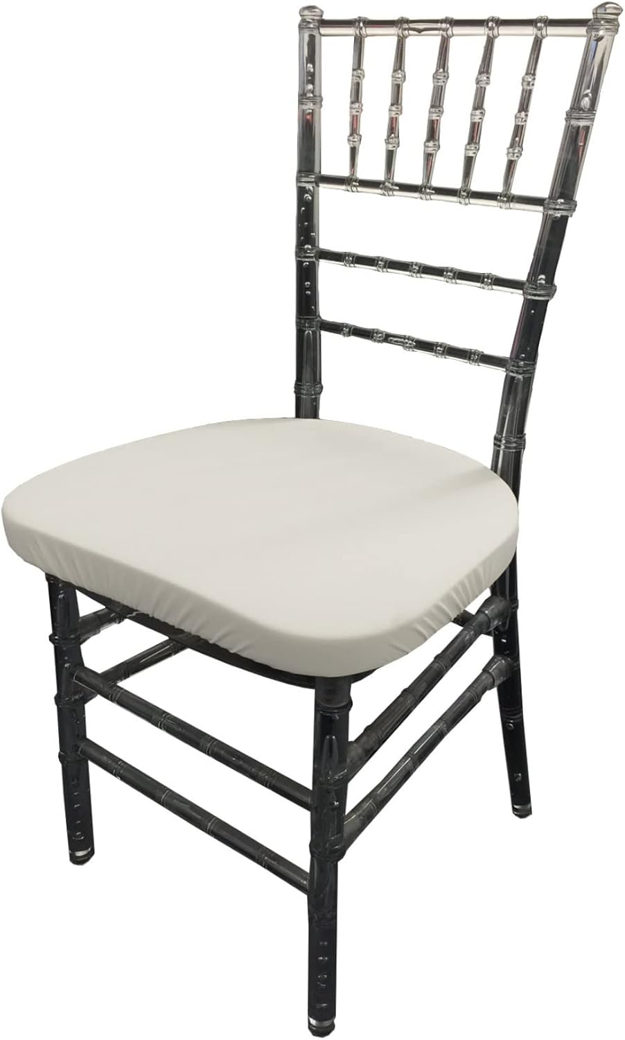 LA Linen Pack-4 Spandex Chiavari Chair Cushion Cover,White