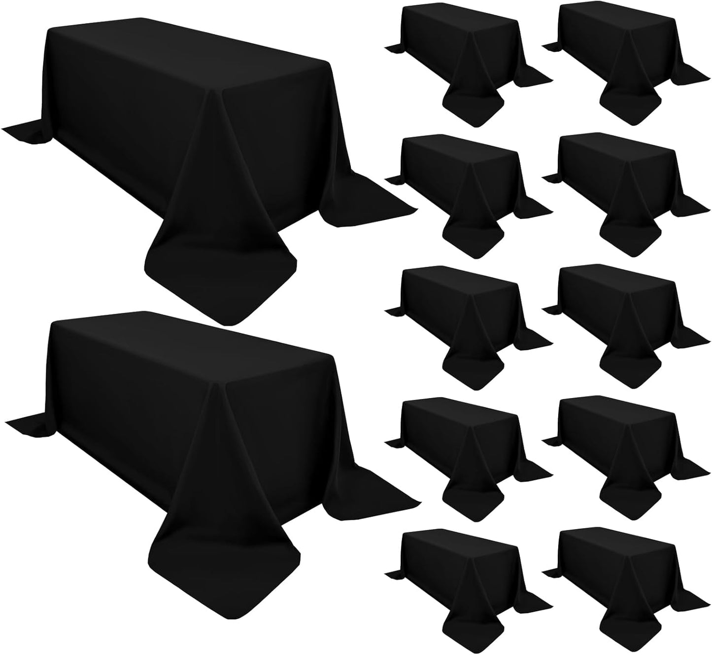 Pesonlook 12 Packs Square Tablecloth, 52×52 Inch Polyester Washable Square Polyester Table Cover for Tables/Buffet/Wedding/Party/Restaurant(Black)