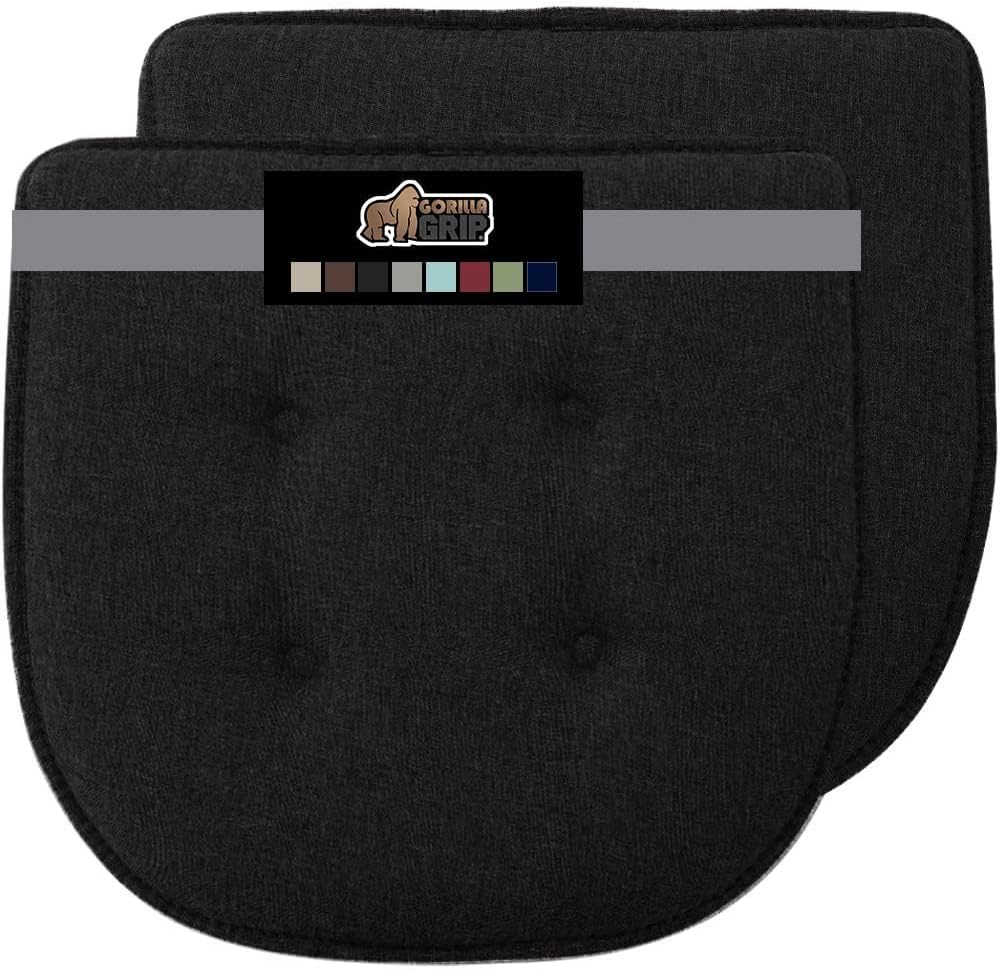 GORILLA GRIP Slip Resistant Chair Cushions, No Ties Required, Memory Foam Pads for Dining Room, Kitchen Table, Office, Rocking Chairs, Plush Seat Cover Cushion Pad, Home Decor, Set of 4, 16x16, Gray