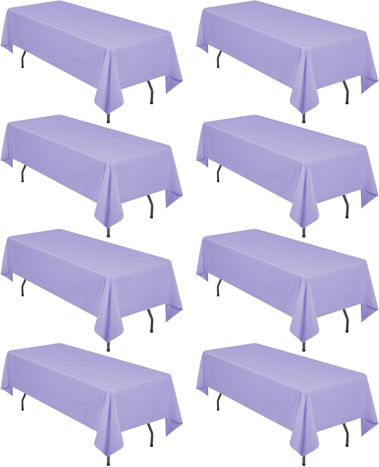 8 Pack Polyester Rectangle Tablecloth 60 x 126 Inch, Black Tablecloth Rectangle for 8 Ft Tables, Stain and Wrinkle Resistant Washable Table Cover for Kitchen Wedding Banquet Restaurant Party