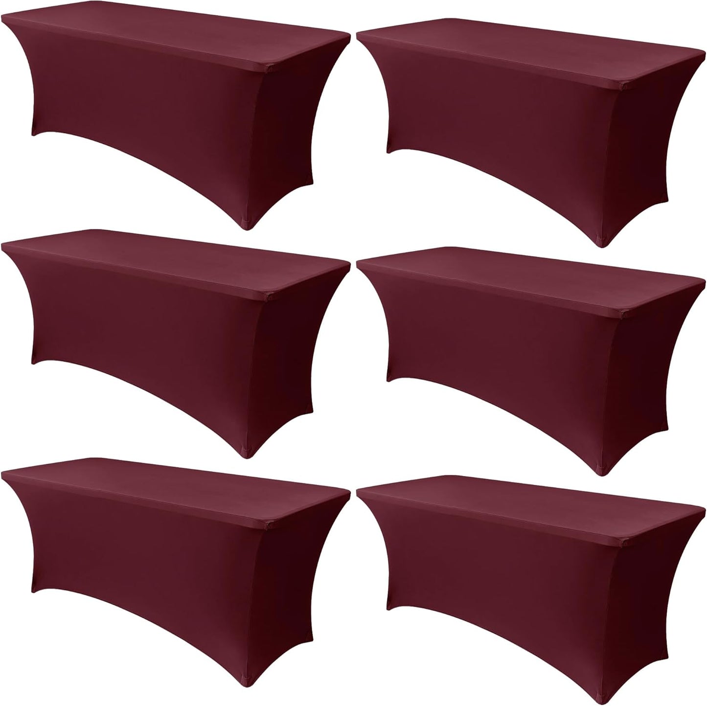 Obstal 6 Pack Stretch Spandex Table Covers for 6 Foot Tables - 6 FT Universal Rectangular Fitted Tablecloth Protector for Wedding, Banquet, Party (Black, 72 Length x 30 Width x 30 Height Inches)