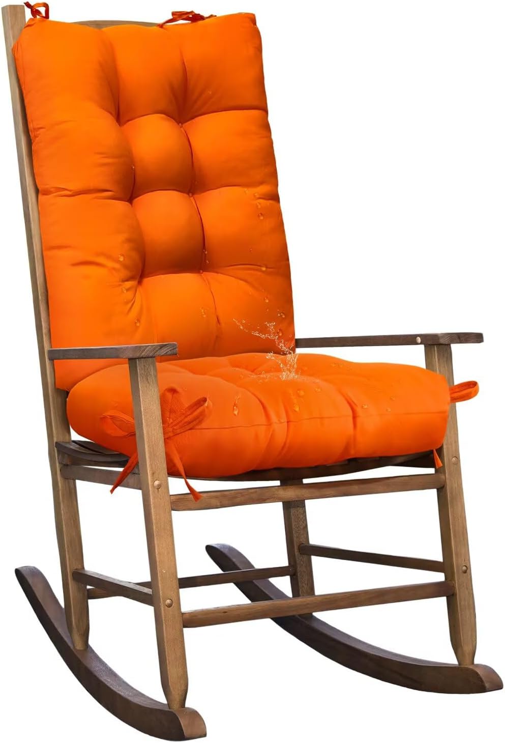 Waterproof Indoor Outdoor Rocking Chair Cushion Floral Patio Chair Pad Soft Seat Cushion for Porch Patio Bedroom Orange Grey