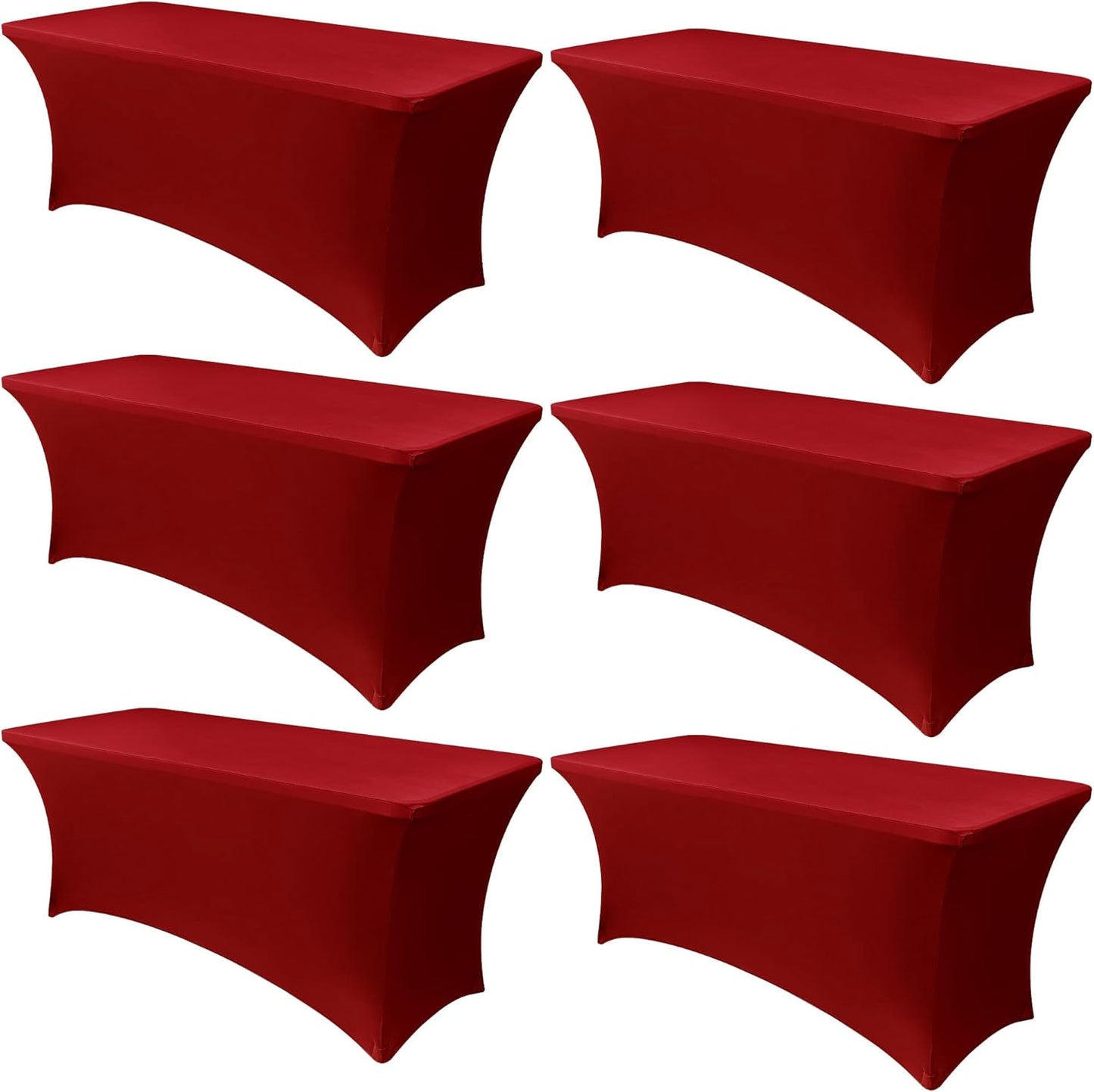 Obstal 6 Pack Stretch Spandex Table Covers for 6 Foot Tables - 6 FT Universal Rectangular Fitted Tablecloth Protector for Wedding, Banquet, Party (Black, 72 Length x 30 Width x 30 Height Inches)