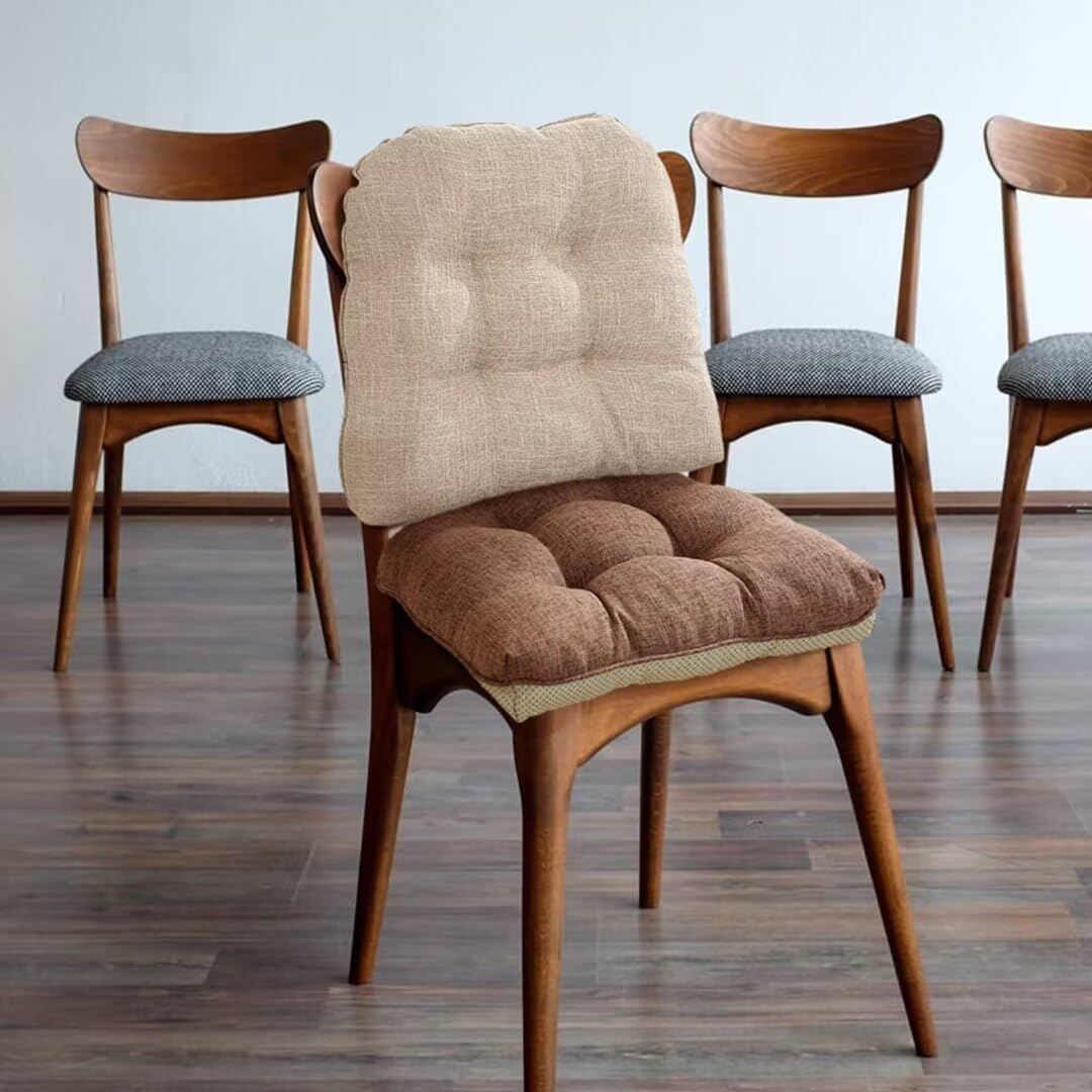 Chair Cushions for Dining Chairs 4 Pack, Indoor Kitchen Seat Cushions U Shape Non-Slip Chair Pads with Ties for Dining Room, Office 17.7" x 16.5" x 3.9" Wood Color