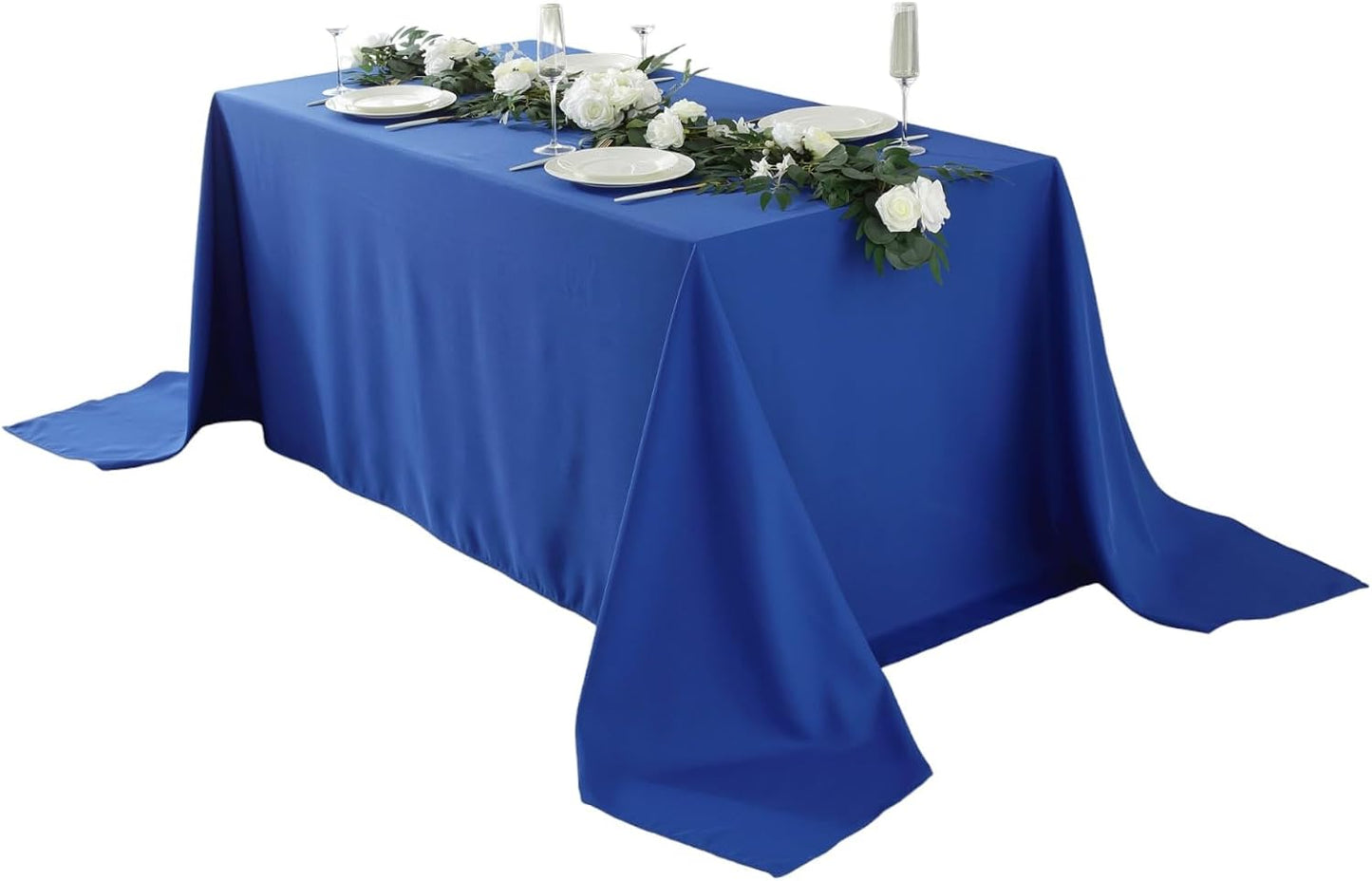 Craft And Party Rectangle Tablecloth, 90 x 156 Inch White Tablecloth, 8ft Rectangle Table Cloth, Polyester Fabric Washable Tablecloth for Home, Party, Wedding or Restaurant Use.