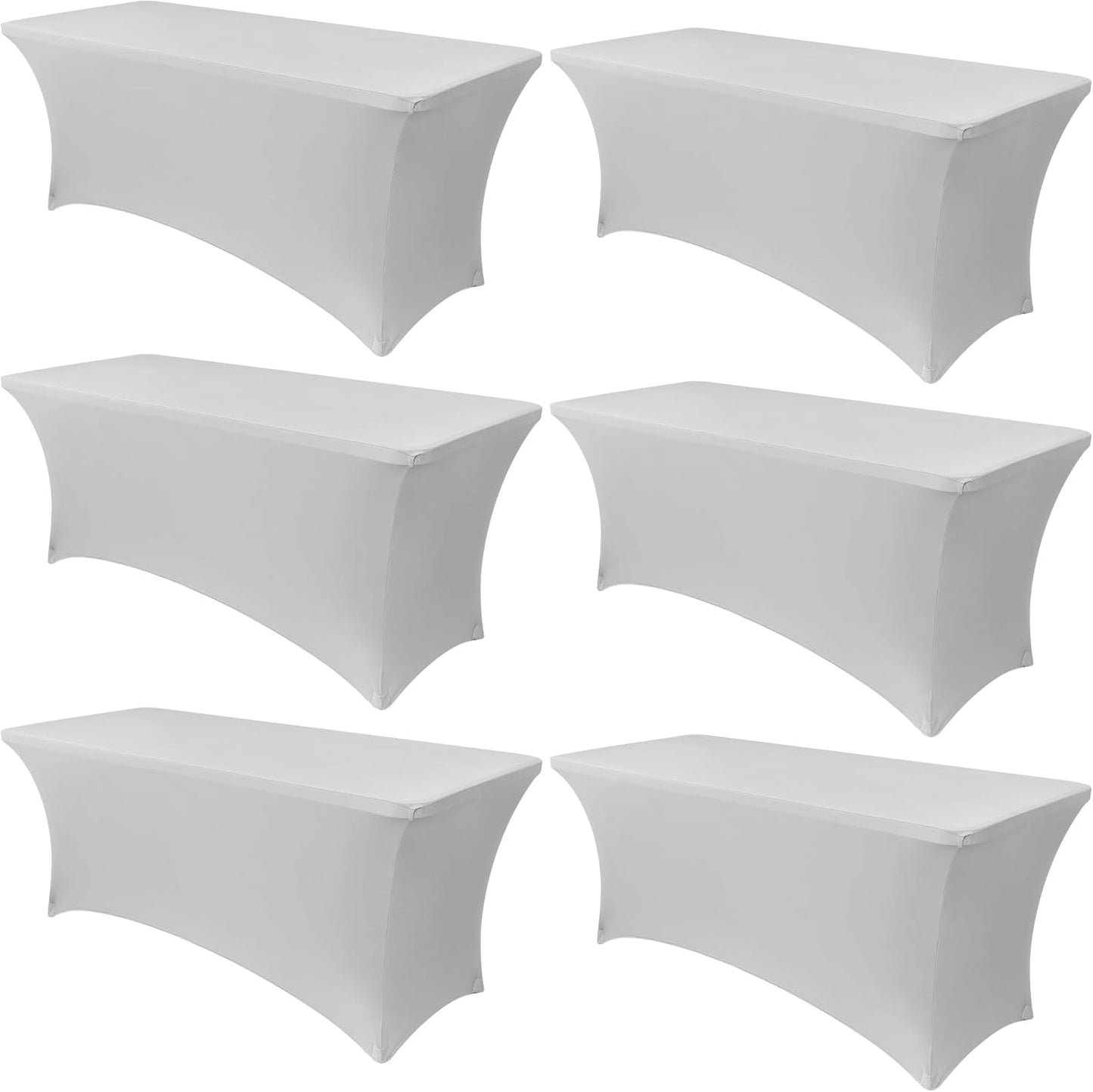 Obstal 6 Pack Stretch Spandex Table Covers for 6 Foot Tables - 6 FT Universal Rectangular Fitted Tablecloth Protector for Wedding, Banquet, Party (Black, 72 Length x 30 Width x 30 Height Inches)