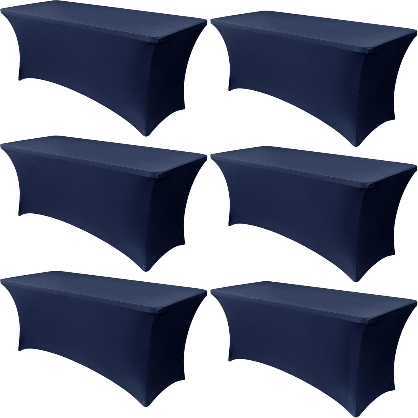 Obstal 6 Pack Stretch Spandex Table Covers for 6 Foot Tables - 6 FT Universal Rectangular Fitted Tablecloth Protector for Wedding, Banquet, Party (Black, 72 Length x 30 Width x 30 Height Inches)