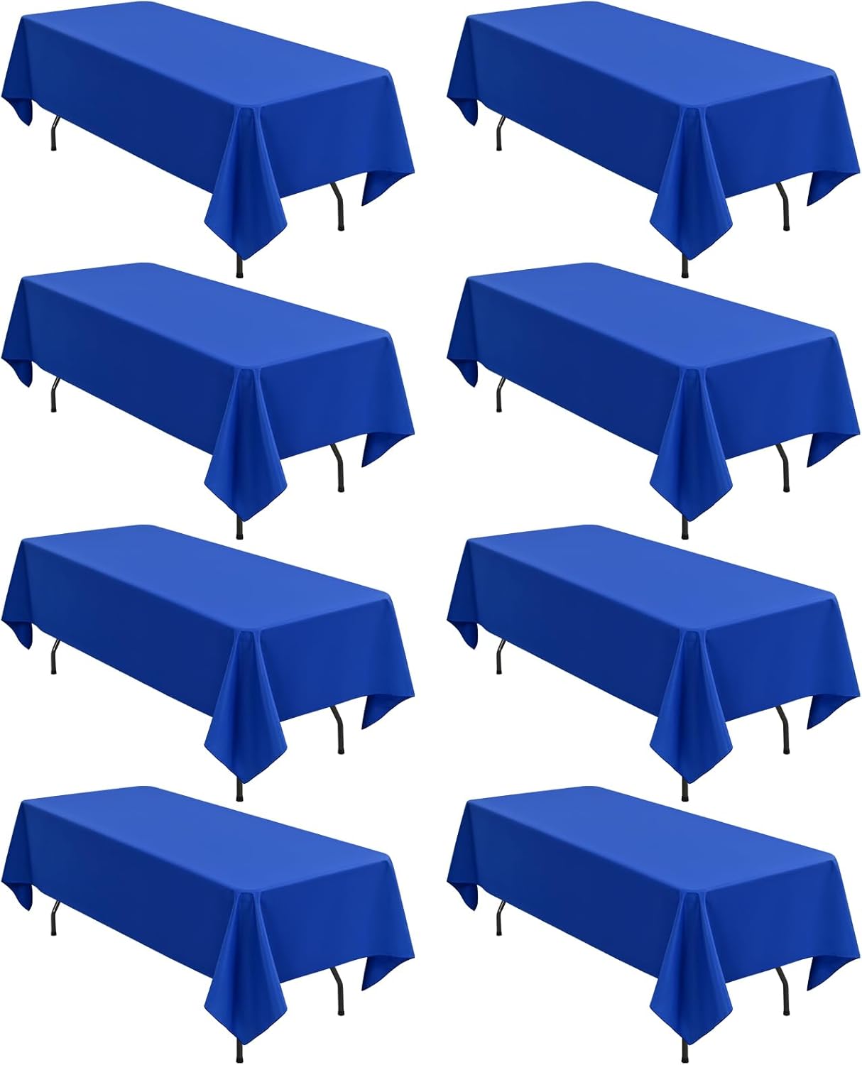 8 Pack Polyester Rectangle Tablecloth 60 x 126 Inch, Black Tablecloth Rectangle for 8 Ft Tables, Stain and Wrinkle Resistant Washable Table Cover for Kitchen Wedding Banquet Restaurant Party