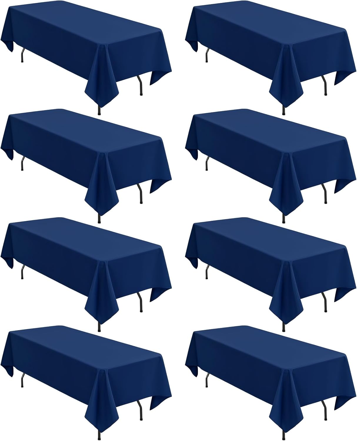 8 Pack Polyester Rectangle Tablecloth 60 x 126 Inch, Black Tablecloth Rectangle for 8 Ft Tables, Stain and Wrinkle Resistant Washable Table Cover for Kitchen Wedding Banquet Restaurant Party