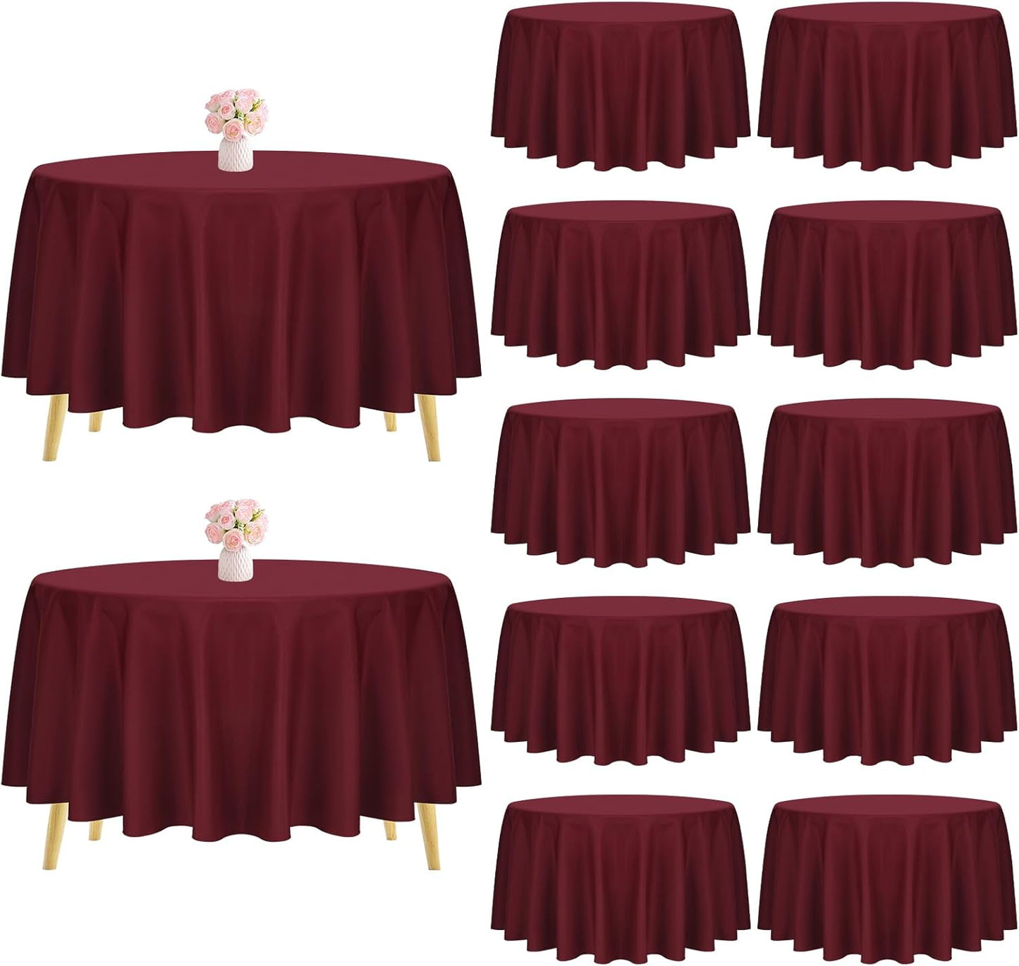 Pesonlook 12 Packs Square Tablecloth, 52×52 Inch Polyester Washable Square Polyester Table Cover for Tables/Buffet/Wedding/Party/Restaurant(Black)