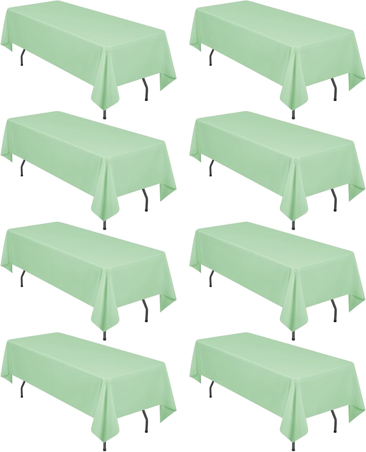 8 Pack Polyester Rectangle Tablecloth 60 x 126 Inch, Black Tablecloth Rectangle for 8 Ft Tables, Stain and Wrinkle Resistant Washable Table Cover for Kitchen Wedding Banquet Restaurant Party