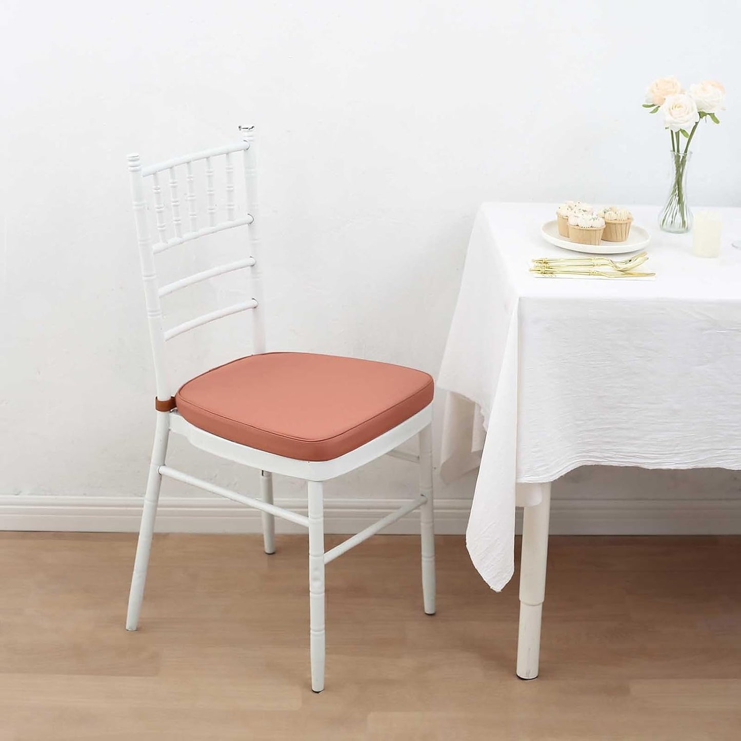 Tableclothsfactory 10PCS White Chiavari Chair Cushion for Wood Resin Chiavari Chairs Party Event Decoration - 2" Thick