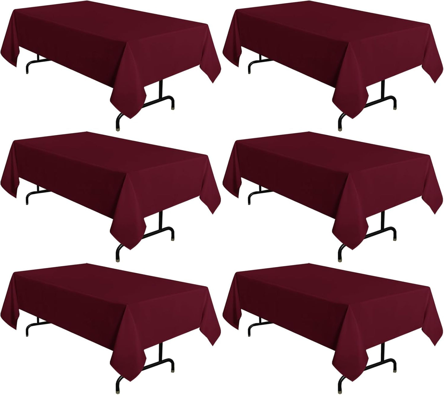 sancua 6 Pack White Tablecloth 90 x 156 Inch - Rectangle Table Cloth for 8 Feet Tables Stain and Wrinkle Resistant Washable Polyester Table Cover for Dining Wedding Banquet Party Buffet Restaurant