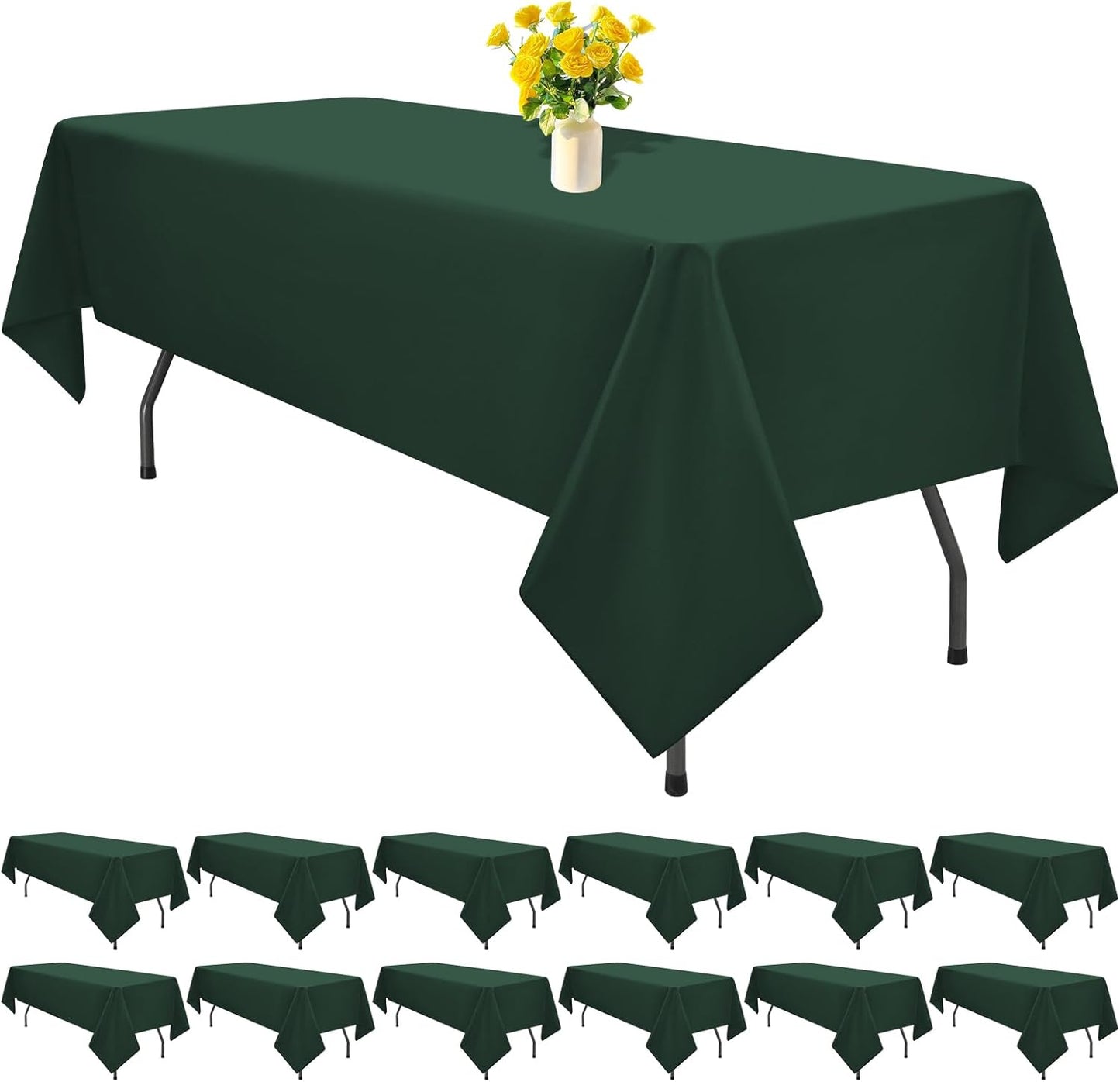 12 Pack Black Square Tablecloths 52 x 52 Inch, Table Cloth for Square Table, Stain and Wrinkle Resistant Washable Fabric Table Cloth, Polyester Tablecloth for Restaurant Banquet Party