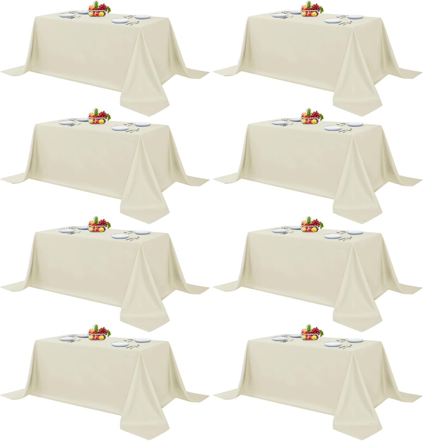 Fitable 8 Pack Table Cloth Rectangle Table: Stain and Wrinkle Resistant Tablecloth Rectangular, Washable Polyester Tablecloths for Wedding Party Dining Banquet Event Catering(White, 70x120 Inch)