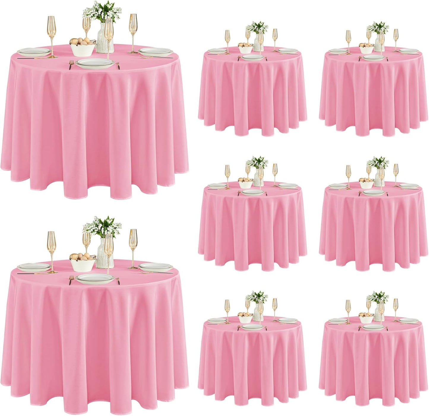 Fitable 8 Pack Table Cloth Rectangle Table: Stain and Wrinkle Resistant Tablecloth Rectangular, Washable Polyester Tablecloths for Wedding Party Dining Banquet Event Catering(White, 70x120 Inch)