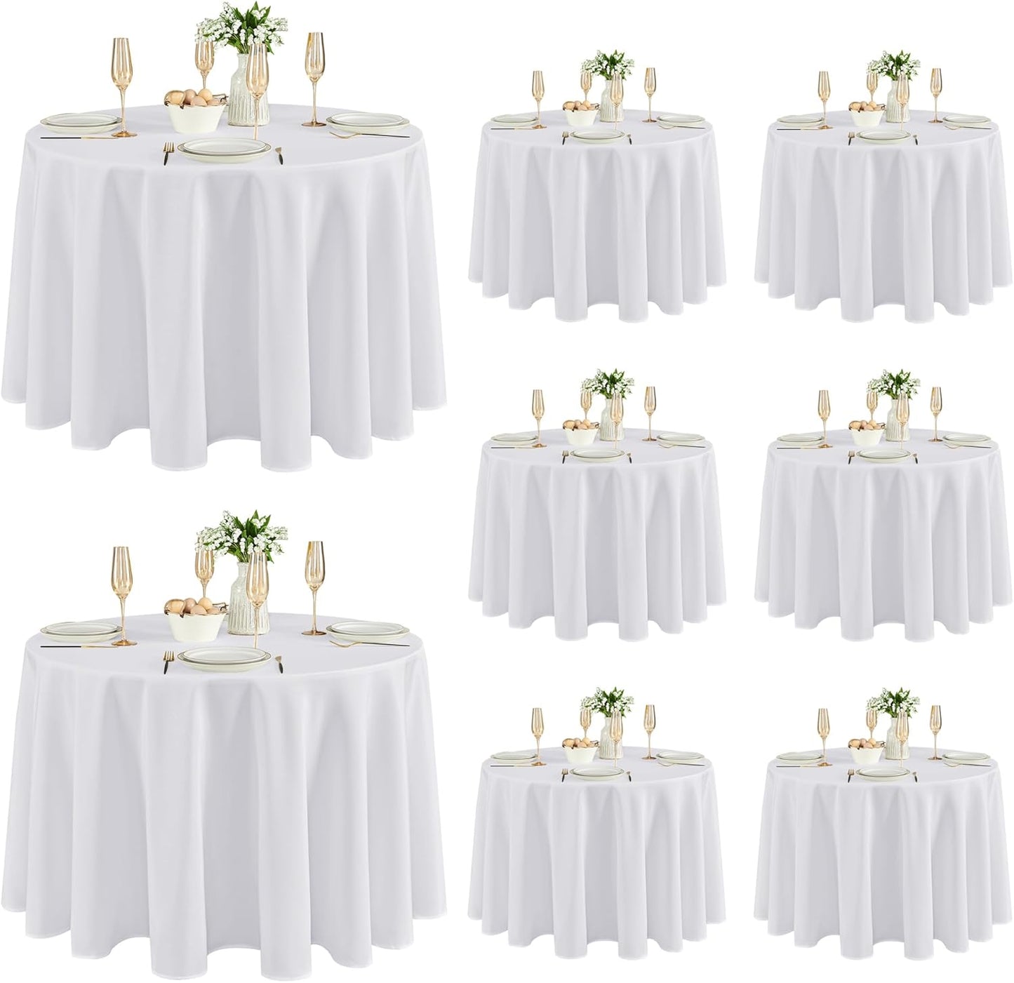 Fitable 8 Pack Table Cloth Rectangle Table: Stain and Wrinkle Resistant Tablecloth Rectangular, Washable Polyester Tablecloths for Wedding Party Dining Banquet Event Catering(White, 70x120 Inch)