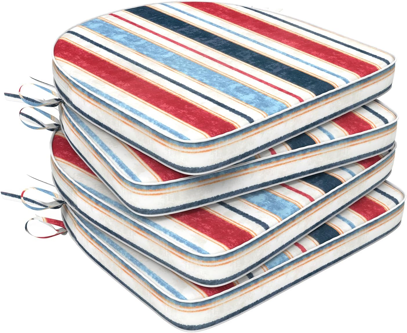 Set of 2 Outdoor Chair Cushions 19"x19"x2",Water Repellent Patio Seat Cushion with Ties and Removable Covers,Dining Chair Cushions for Indoor Kitchen and Patio Furniture,Islamorada Blue Green