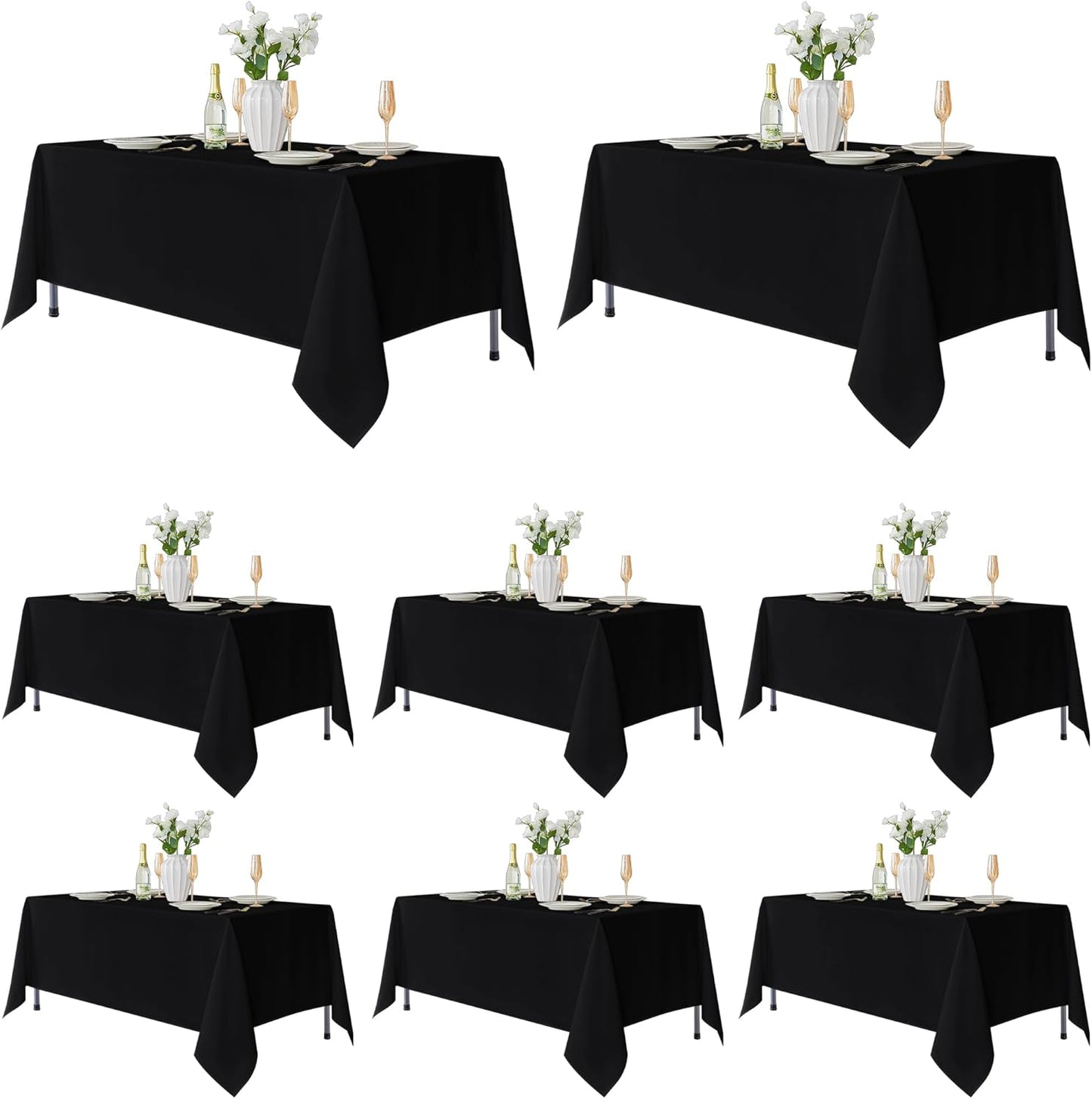 Fitable 8 Pack Table Cloth Rectangle Table: Stain and Wrinkle Resistant Tablecloth Rectangular, Washable Polyester Tablecloths for Wedding Party Dining Banquet Event Catering(White, 70x120 Inch)