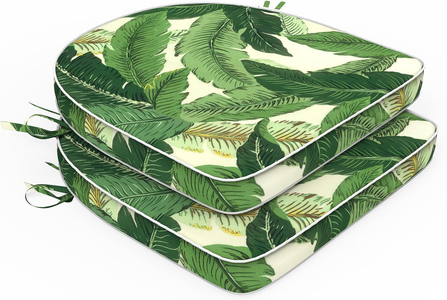 Set of 2 Outdoor Chair Cushions 19"x19"x2",Water Repellent Patio Seat Cushion with Ties and Removable Covers,Dining Chair Cushions for Indoor Kitchen and Patio Furniture,Islamorada Blue Green