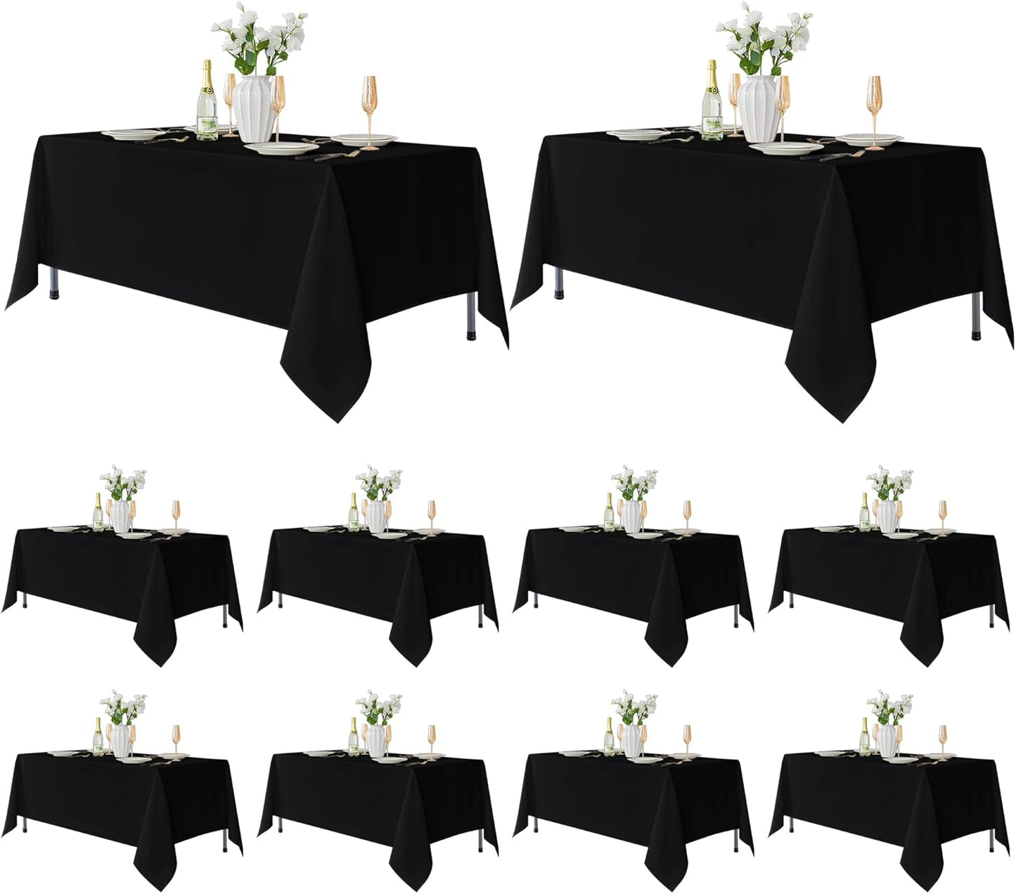 Fitable 8 Pack Table Cloth Rectangle Table: Stain and Wrinkle Resistant Tablecloth Rectangular, Washable Polyester Tablecloths for Wedding Party Dining Banquet Event Catering(White, 70x120 Inch)