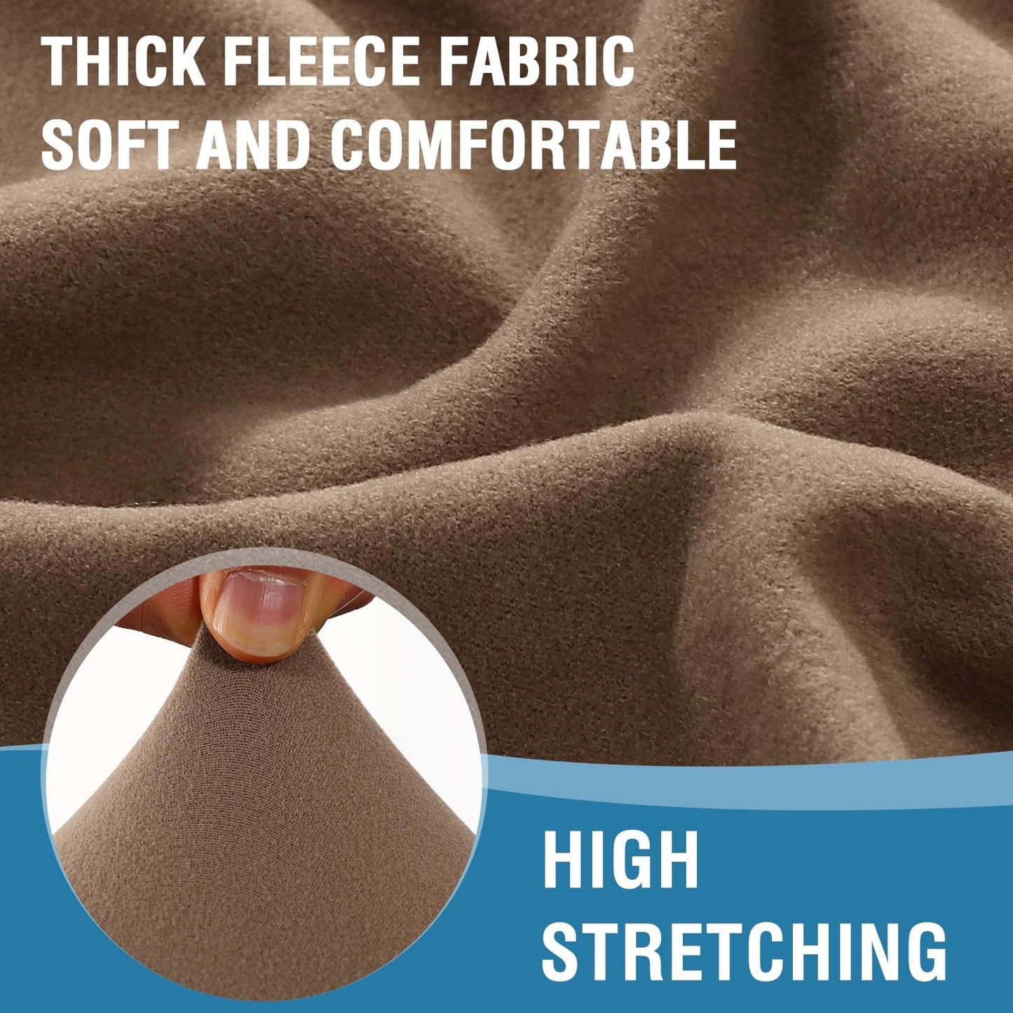 H.VERSAILTEX Fleece Chair Cover Stretch Cushion Covers for Couches and Sofas 2 Piece Thick Soft Accent Chair Cover for Mid-Century Modern Chair (Seat Cushion Cover Plus Back Cushion Cover, Camel)